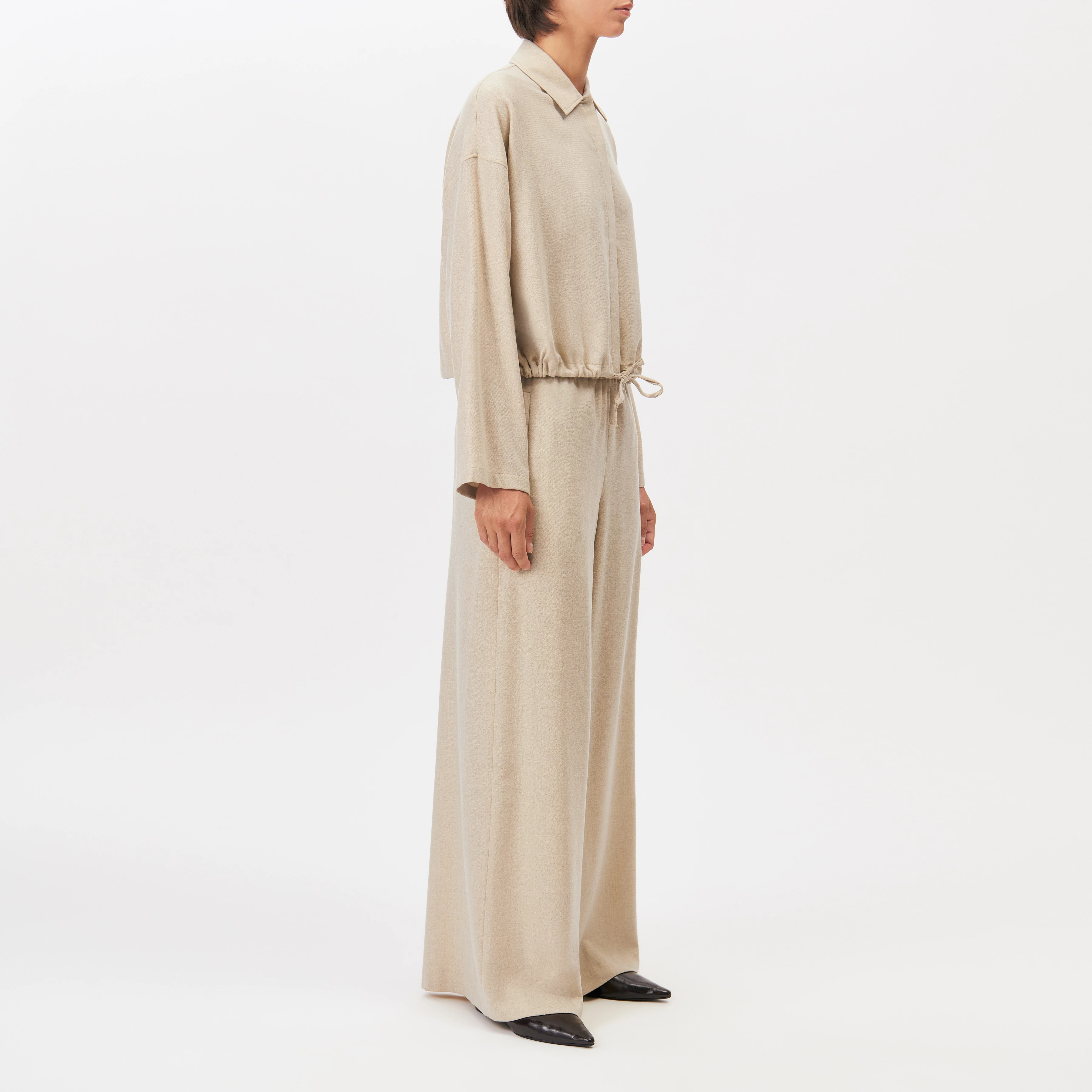 CEILING - Pantalon ample en laine mélangée - women - beige - Seitenansicht