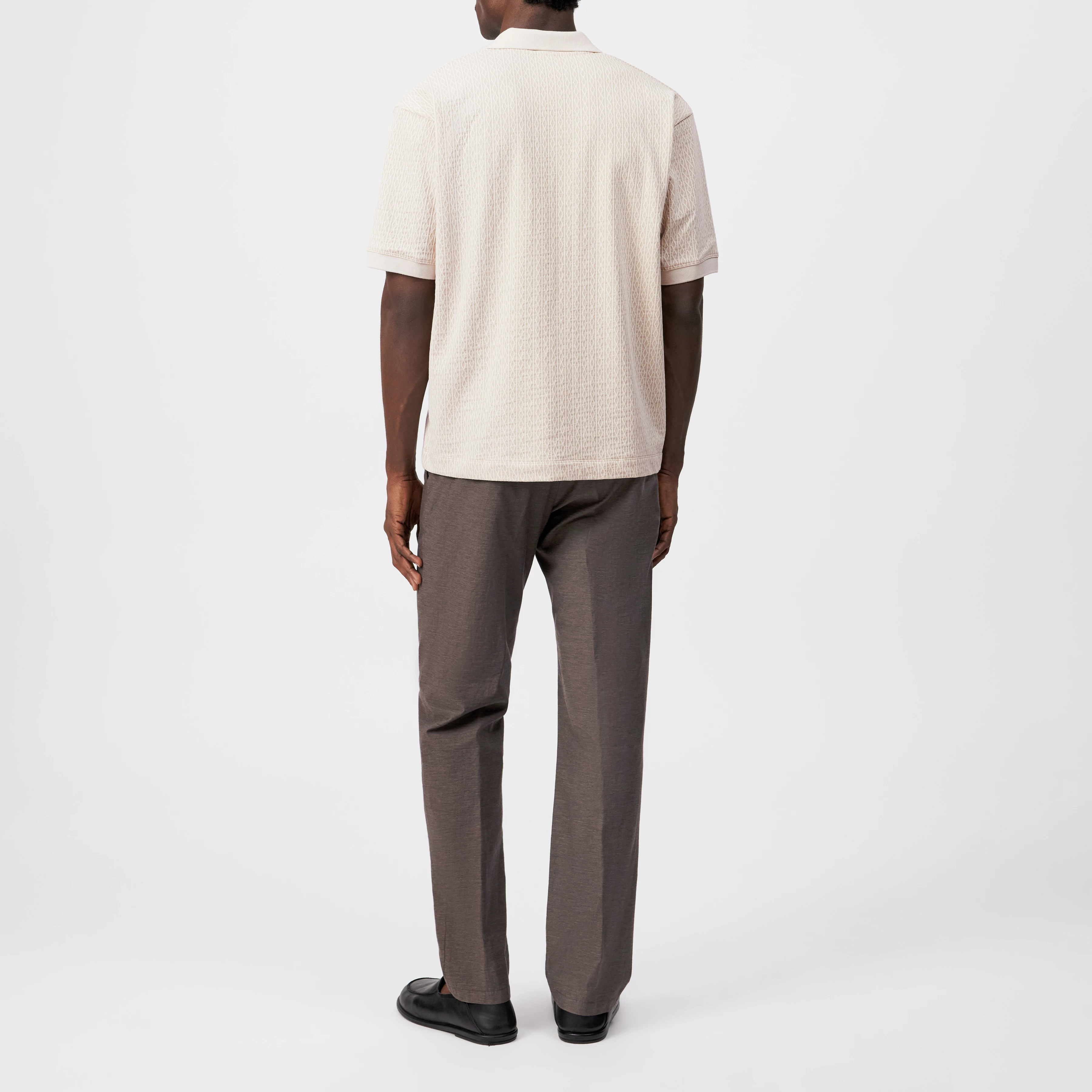 ACAYO - Relaxed fit polo with jacquard texture - men - beige - Rückansicht