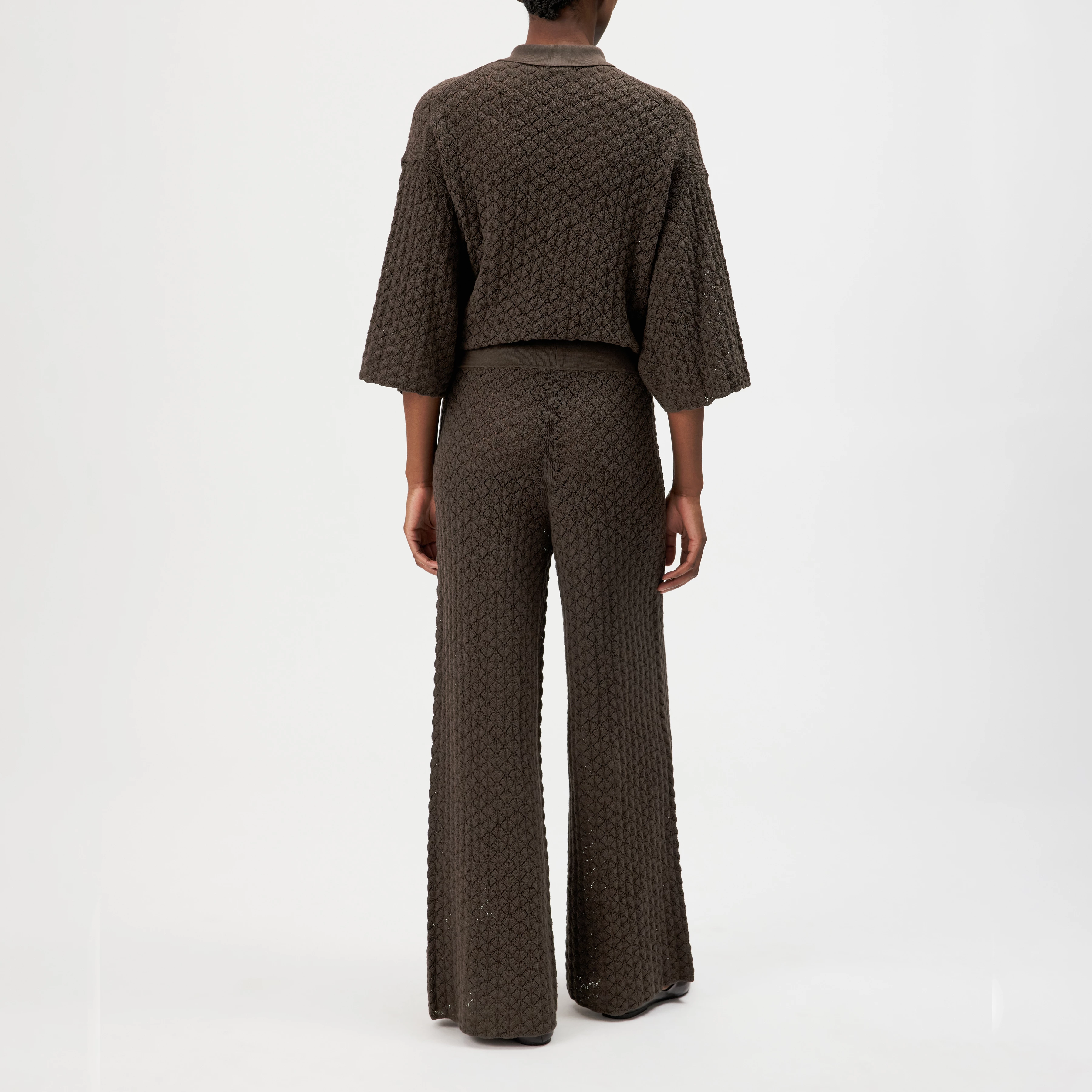 TINKO - Pantalon Marlene en maille structurée coton - women - marron - Rückansicht