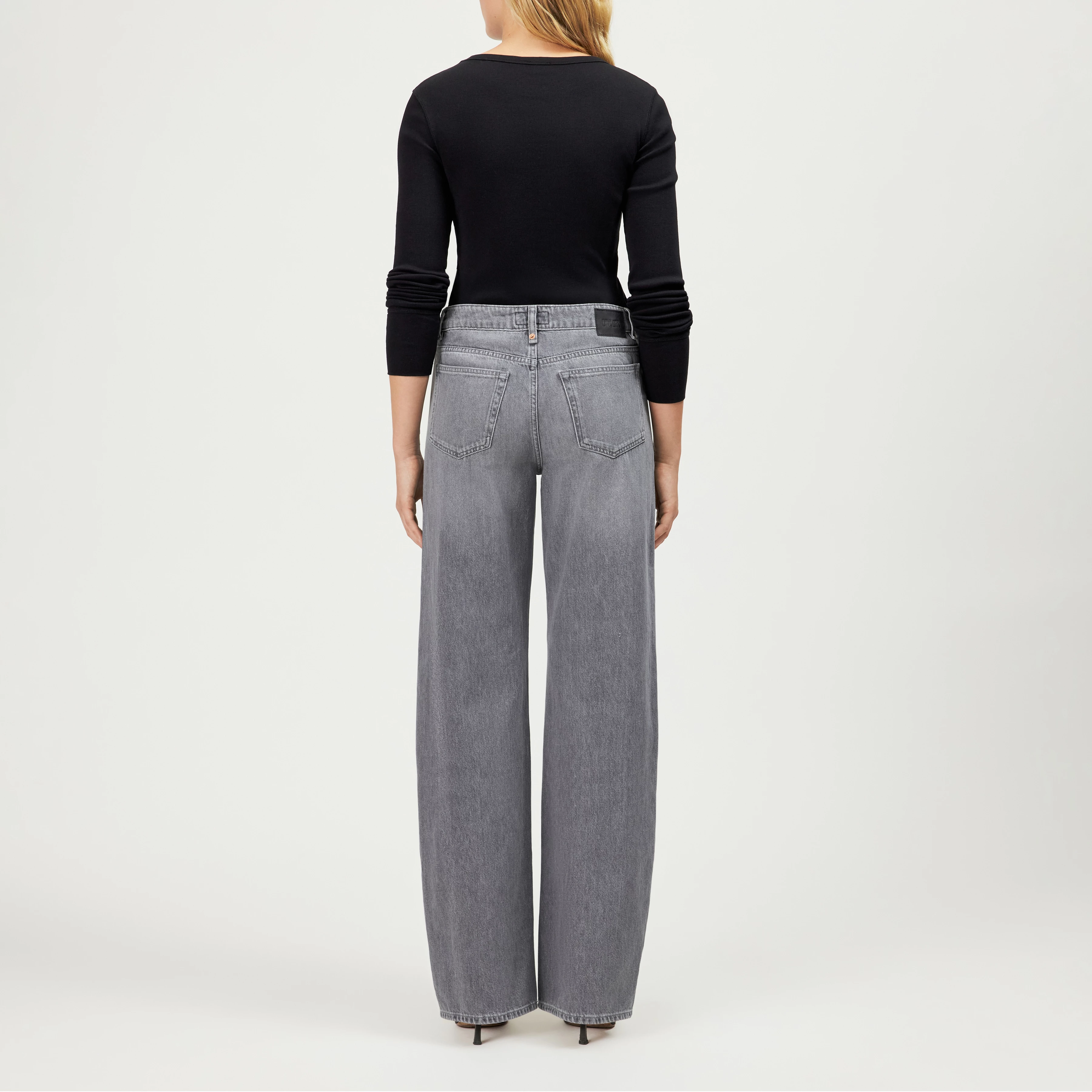 MEDLEY - Pure cotton mid-waist jeans. - women - grey - Rückansicht