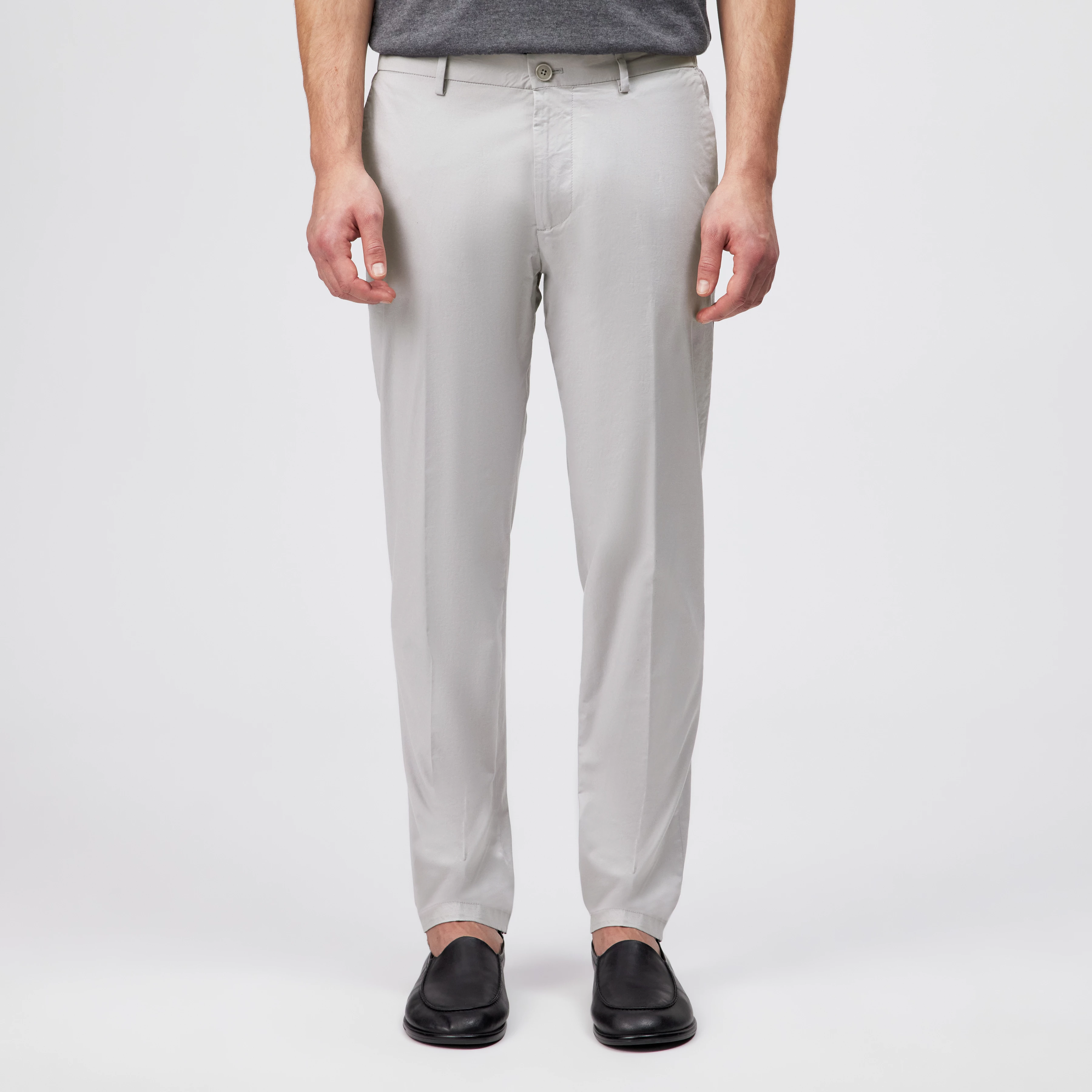 AJEND - Ready-made trousers in cotton gabardine - men - grey - Frontansicht