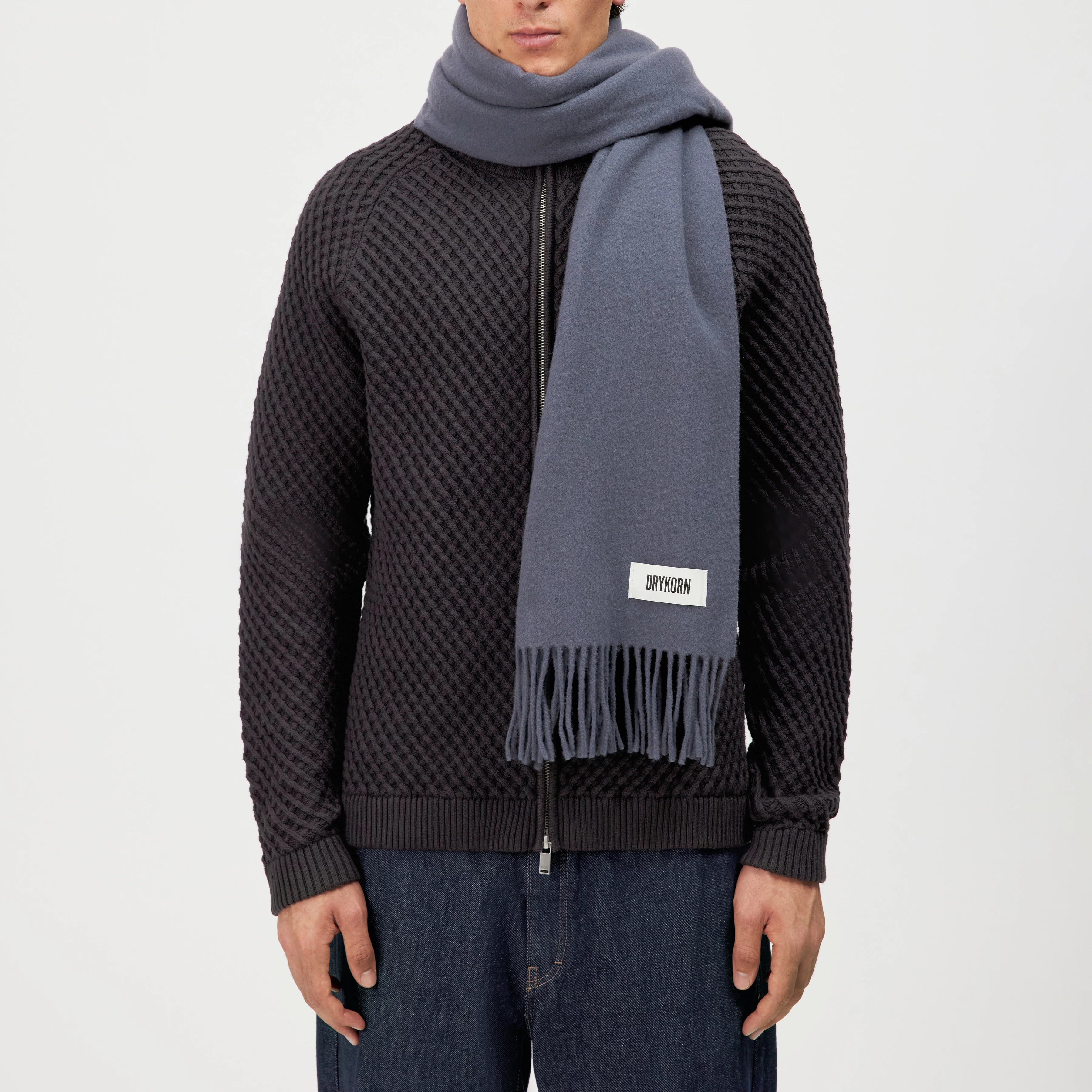 GAZE_4 - Schal in Wolltwill - Unisex - blau - Rückansicht