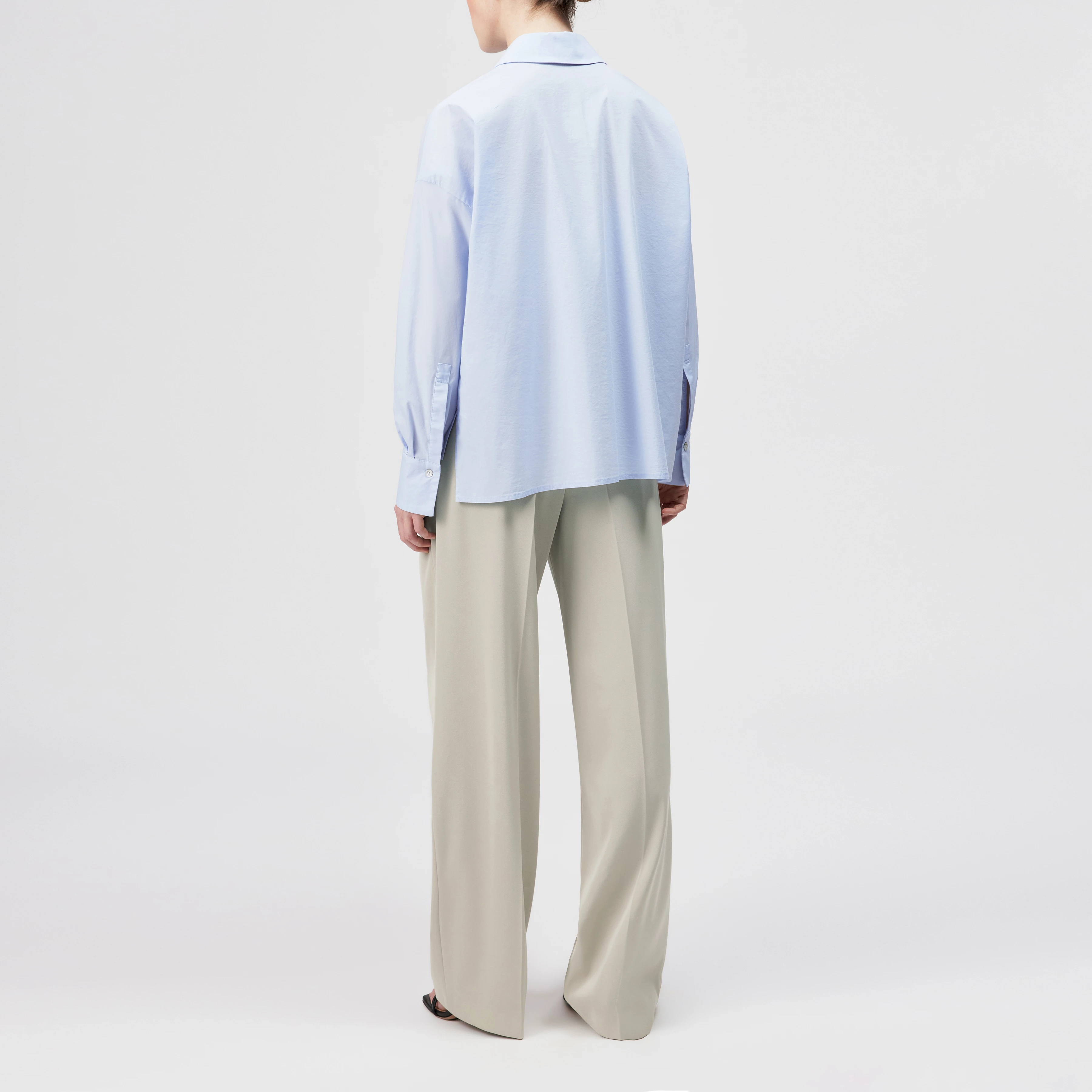 CLOELIA - Classic shirt blouse in poplin - women - blue - Rückansicht