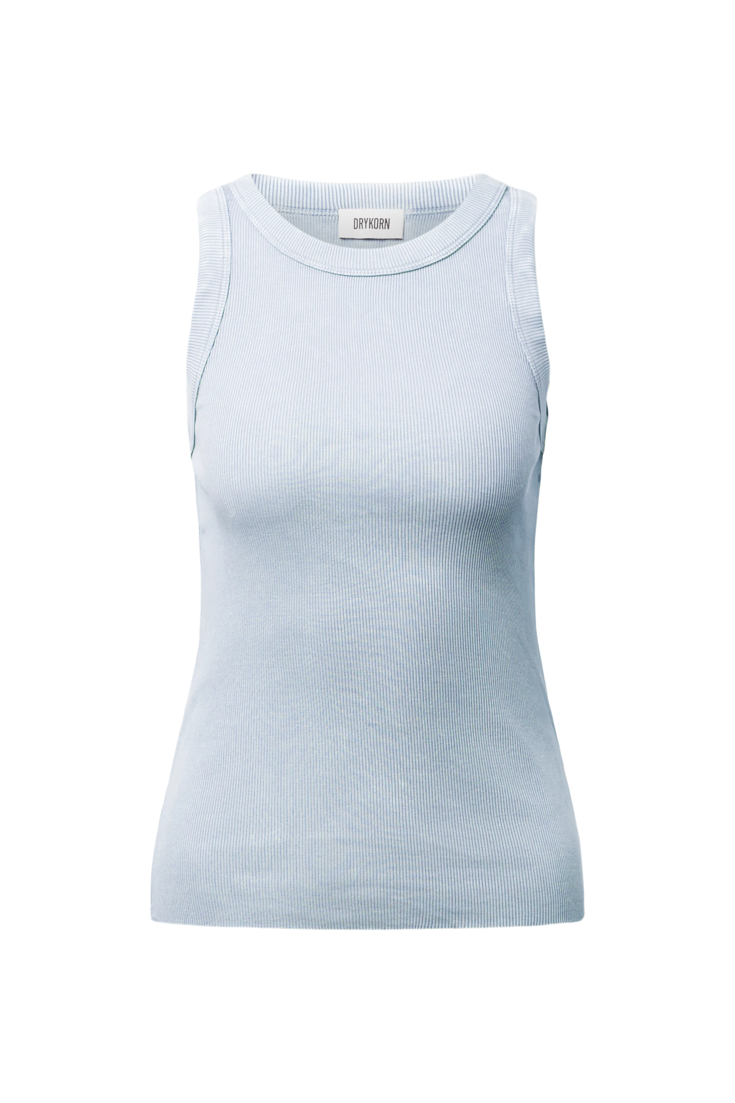 OLINA - Washed cotton round neck tank top - women - blue - Freisteller Frontansicht