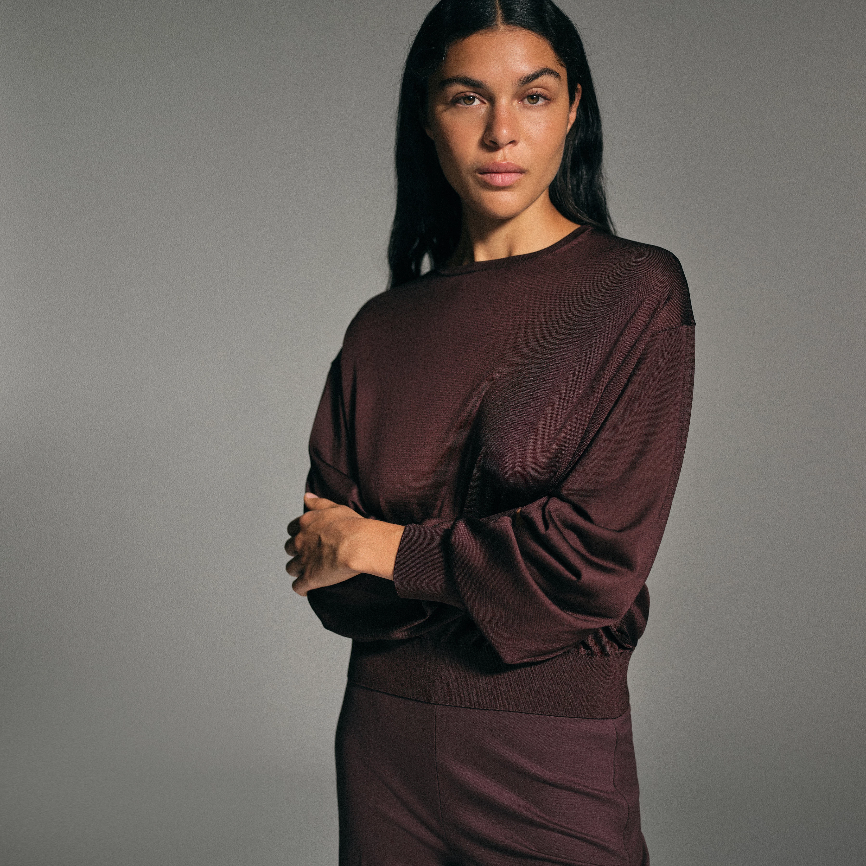 TALOMINA - Trui met ballonmouwen in luxe textuur - dames - rood