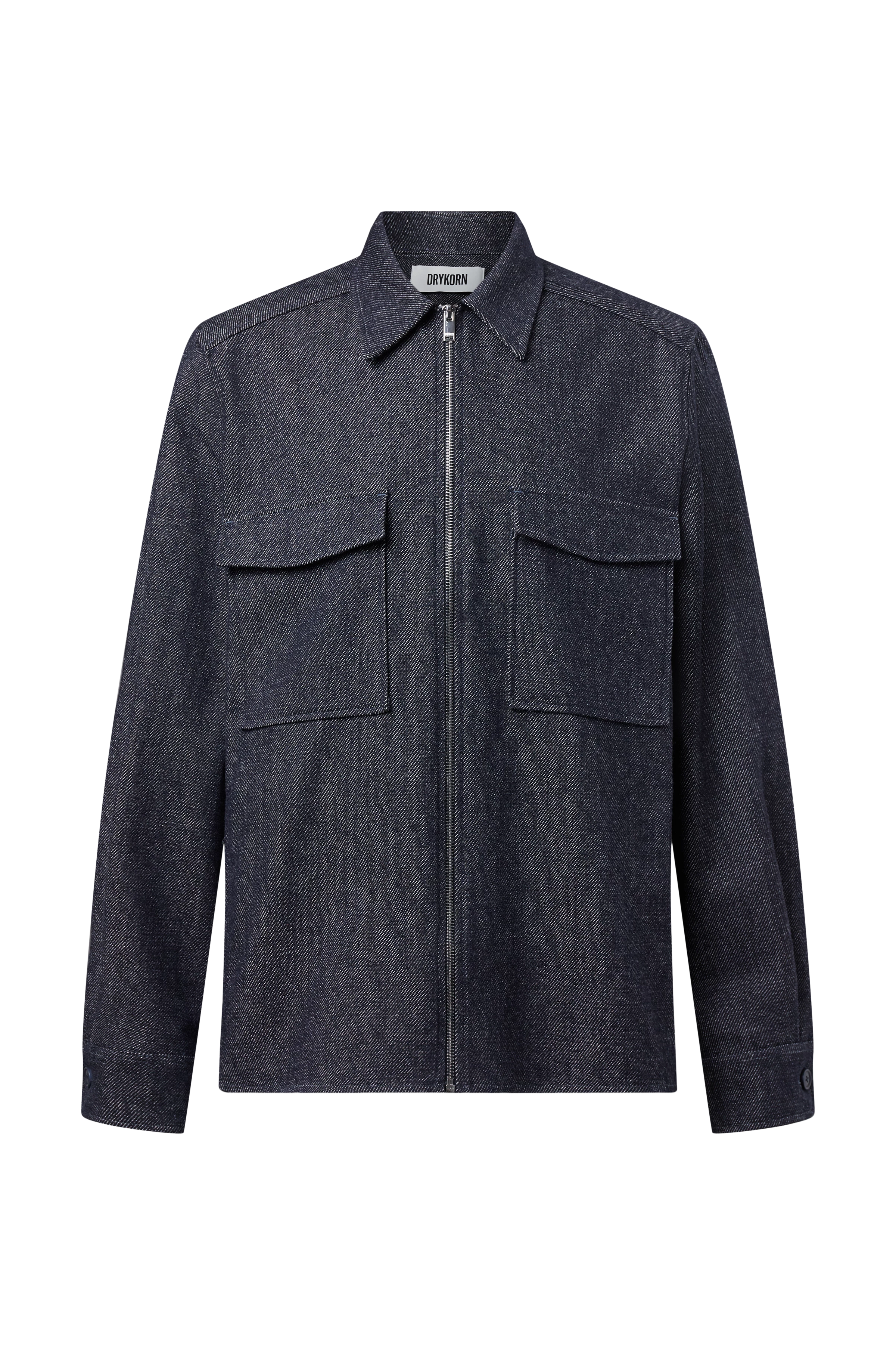 GUNRAY_Z - Relaxed Fit Overshirt in Wool-Cotton Blend - men - blue - Freisteller Frontansicht