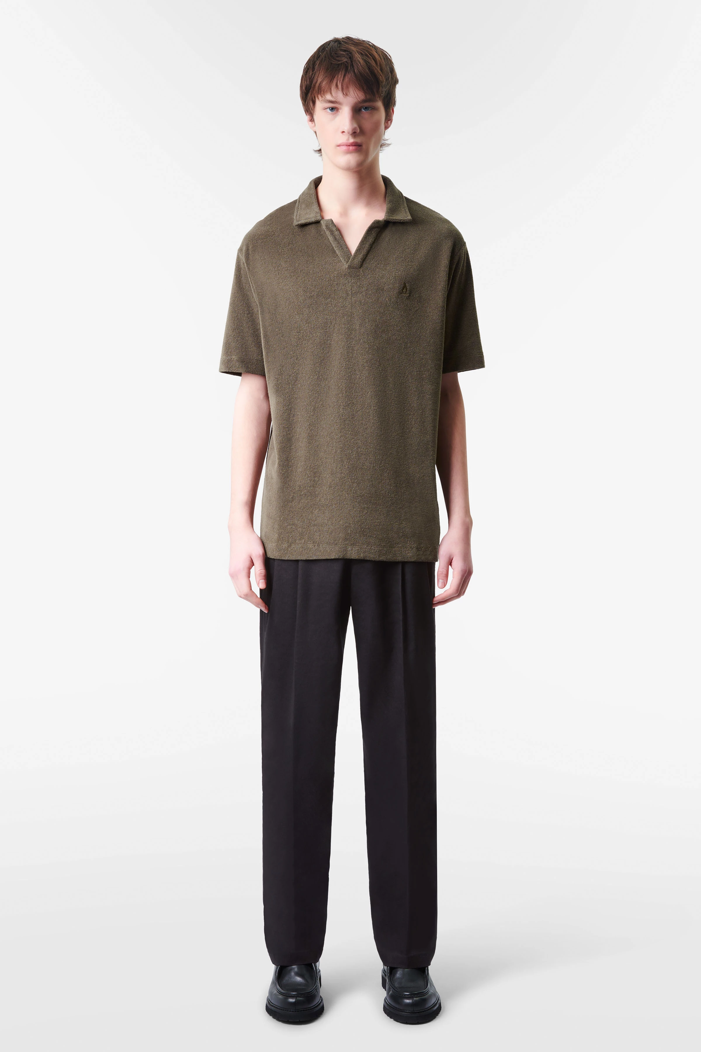 BENEDICKT - regular fit polo van katoen-viscosemix - heren - groen - Ganzkörper-Frontansicht