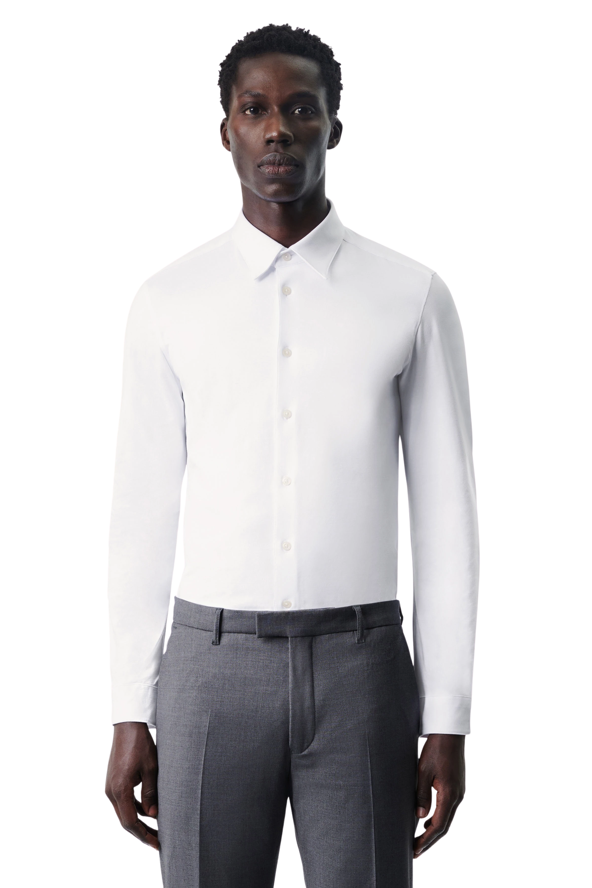 ZED - Classic tight-fit shirt in stretchy jersey - men - white - Frontansicht