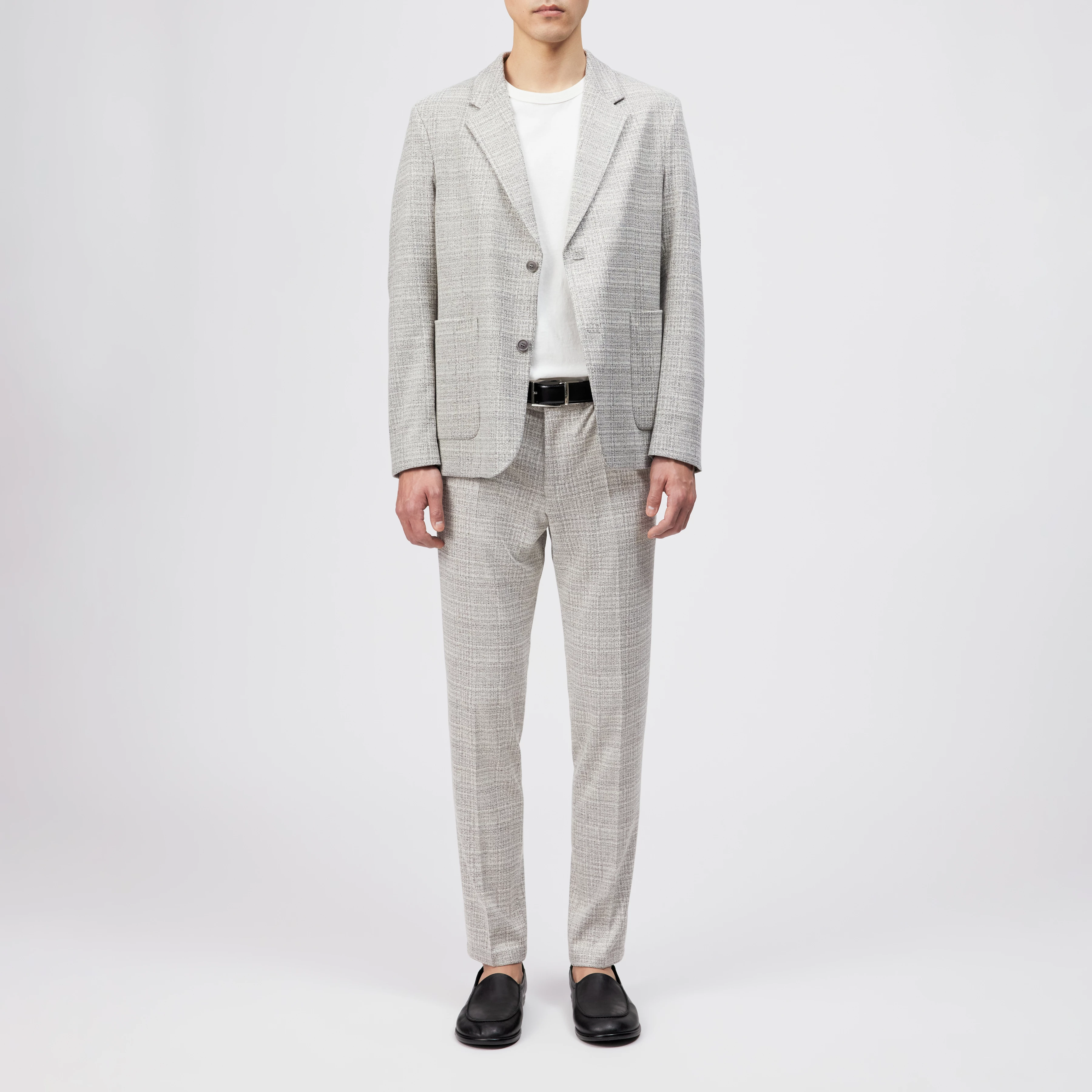 AJEND - Op maat gemaakte geruite jersey-broek. - heren - grijs - Ganzkörper-Frontansicht