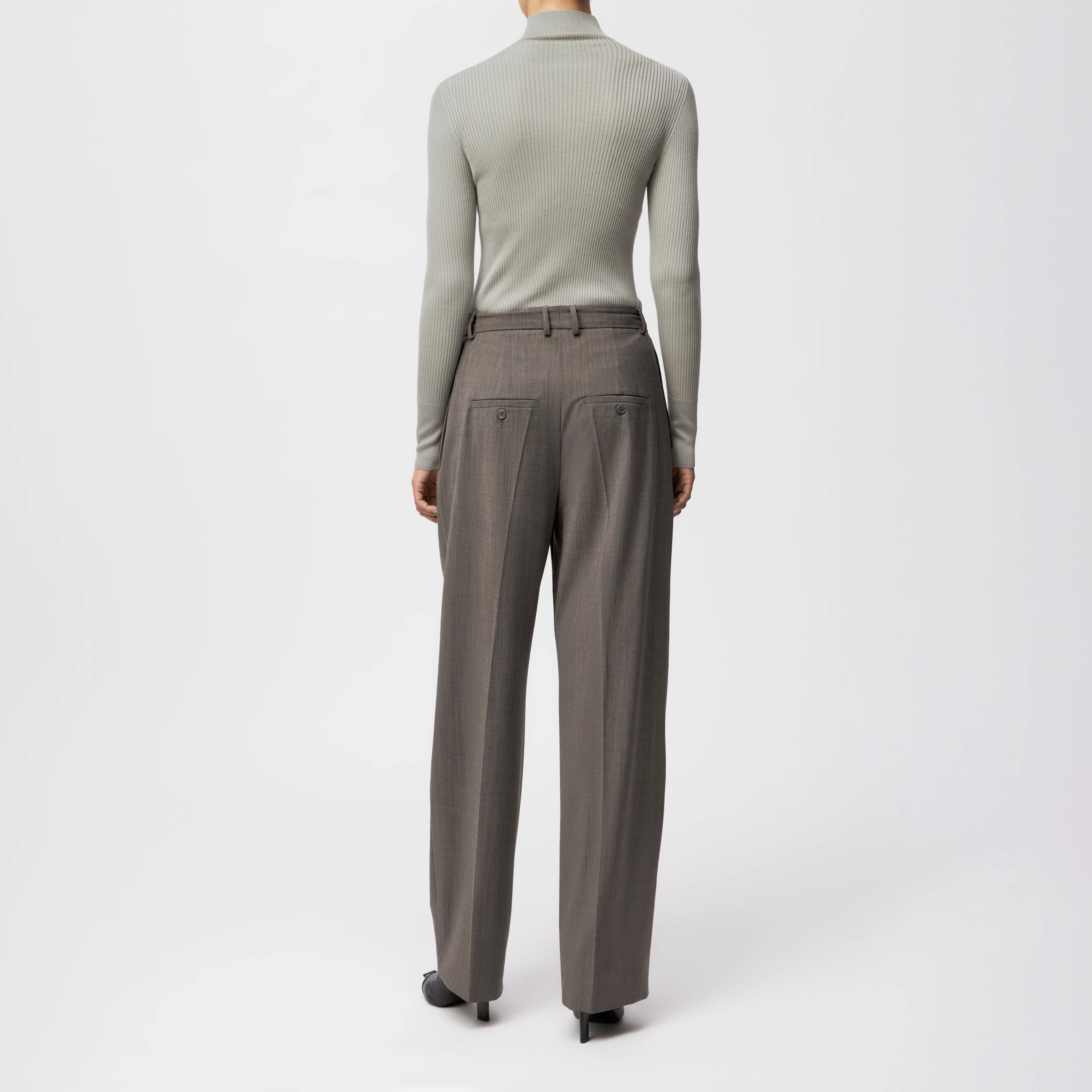 RUSTLE - Bundfaltenhose in Bi-Stretch - Damen - braun - Rückansicht