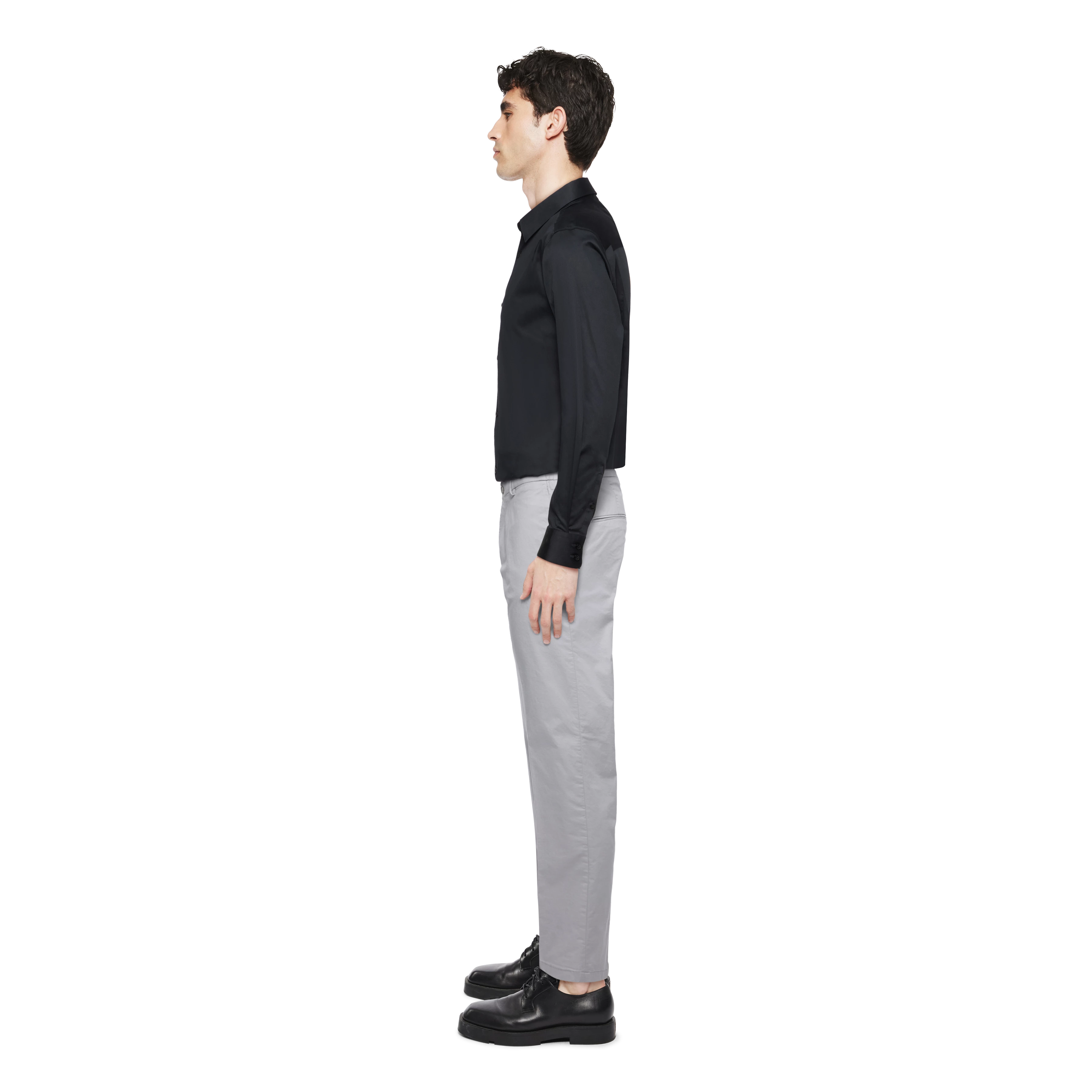 AJEND - Pantalon confectionné en gabardine de coton - men - gris - Seitenansicht