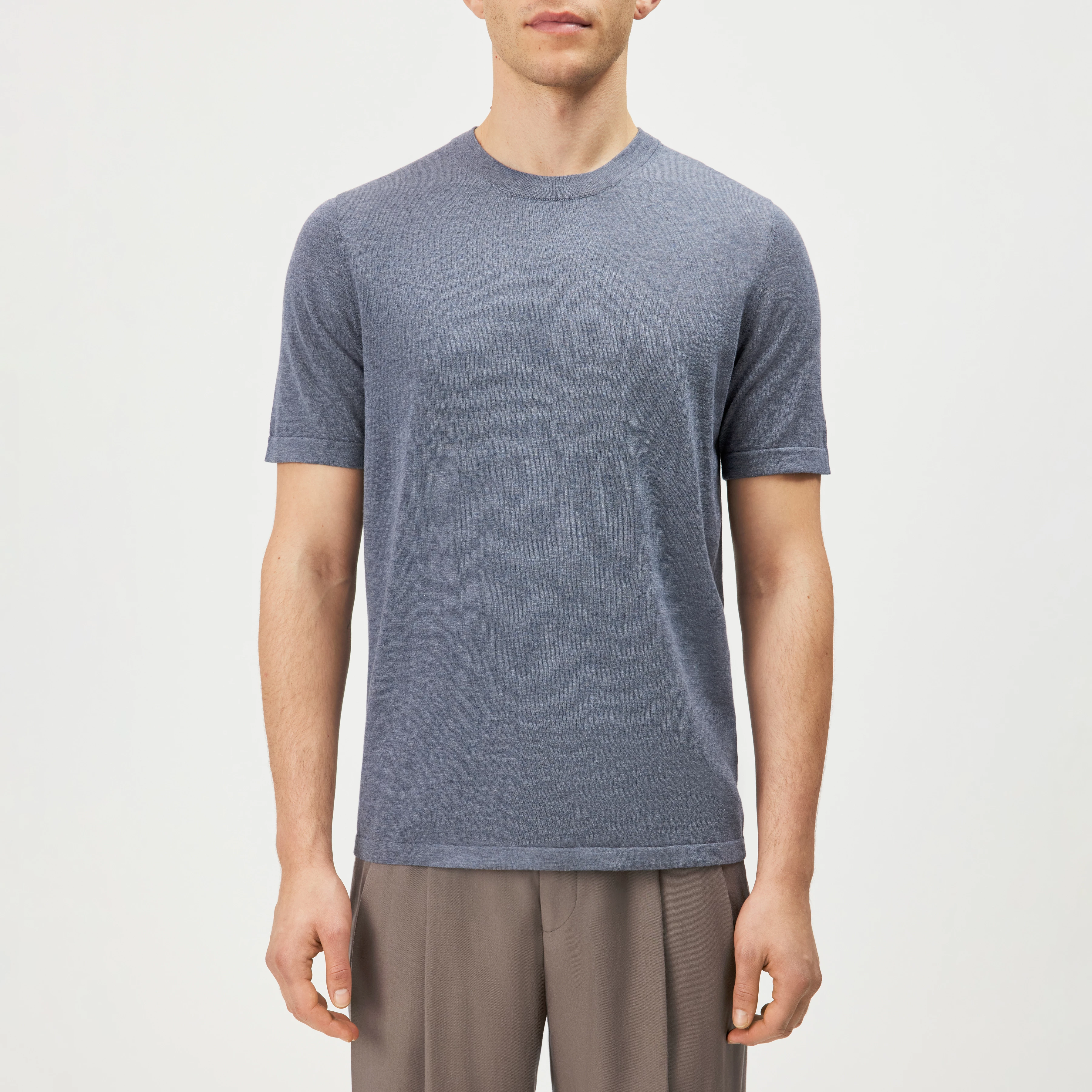 VALENTIN - T-shirt in mercerised cotton - men - blue - Frontansicht