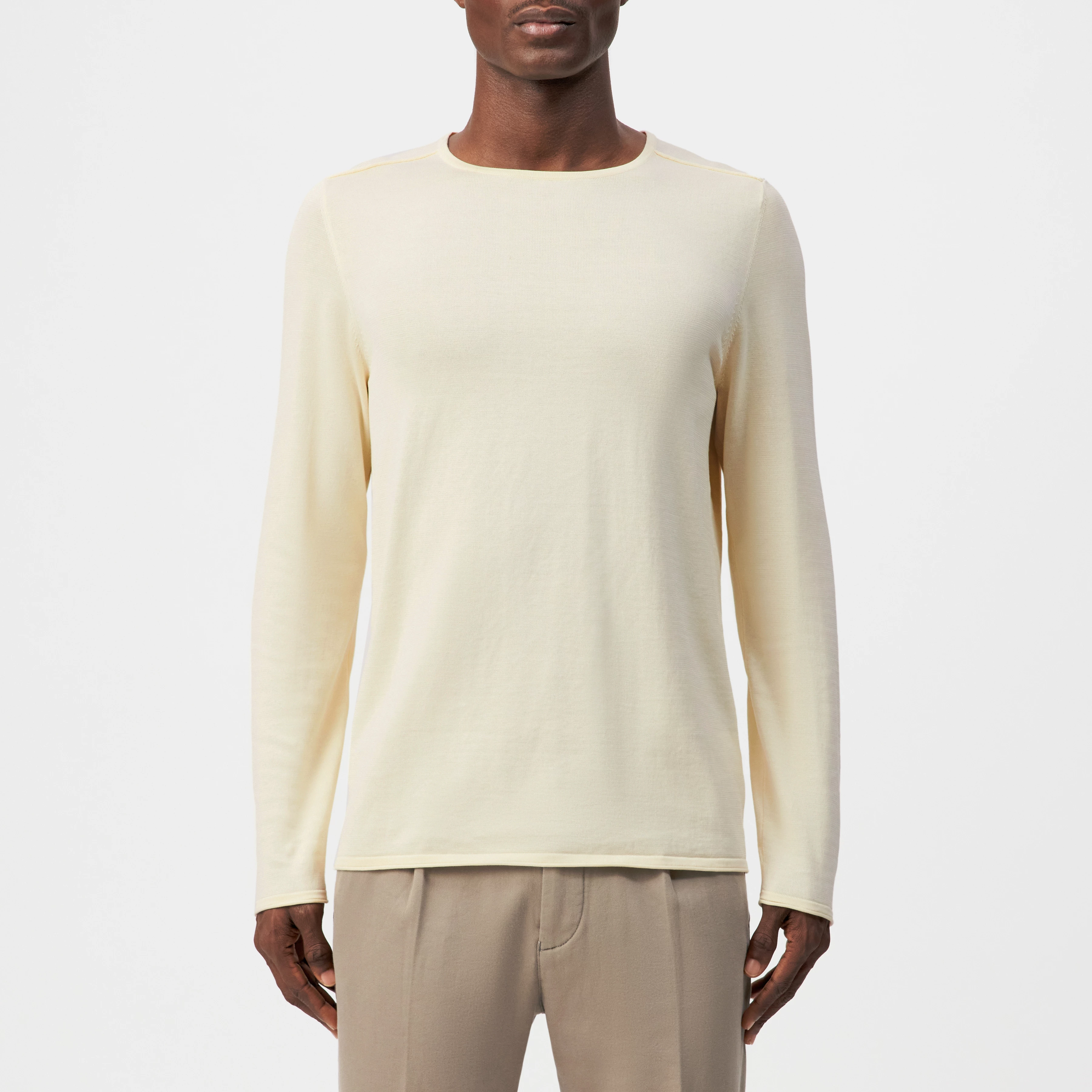 RIKONO - Knitted jumper in clean cotton - men - beige - Frontansicht