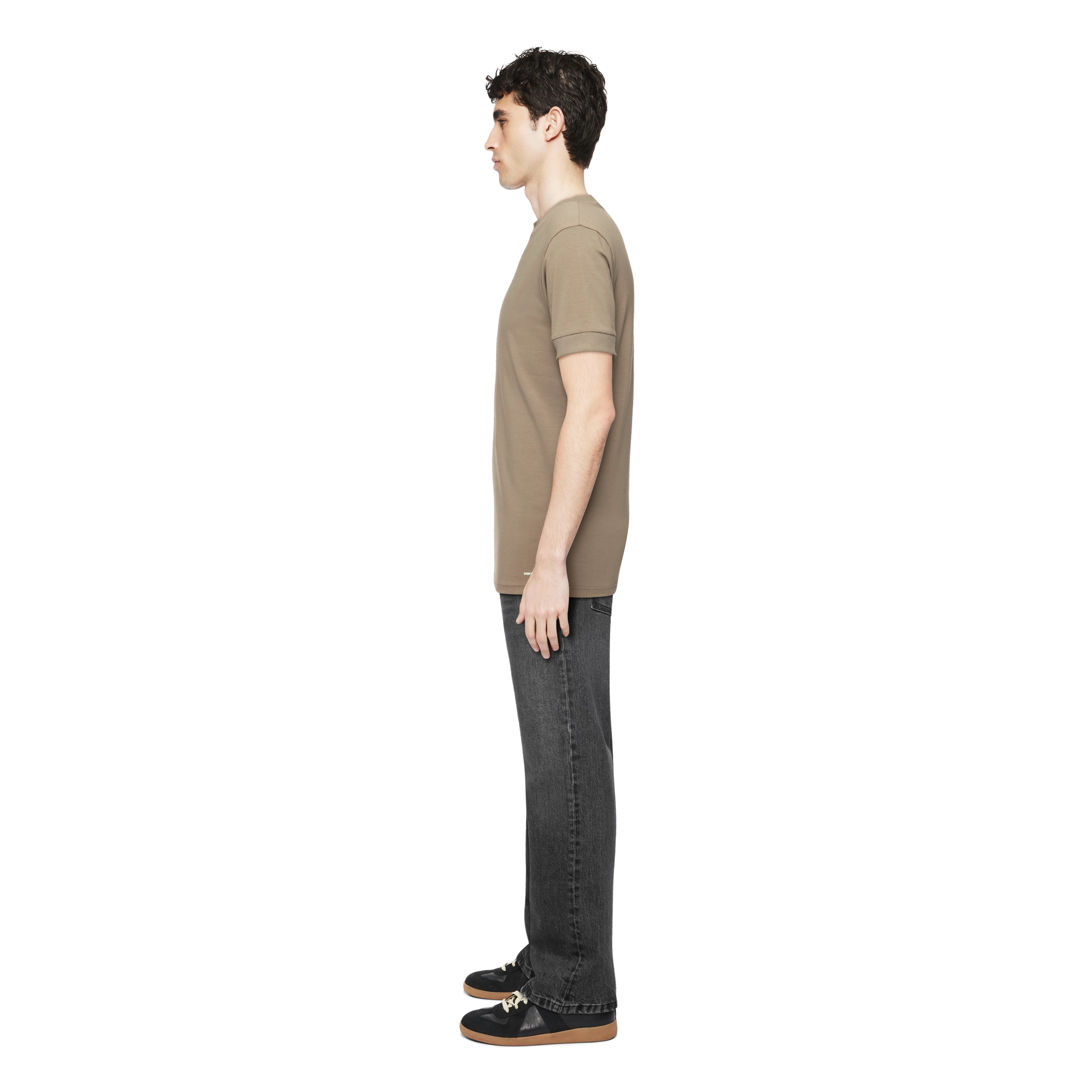 ANTON - Fitted T-Shirt in Baumwolle - Herren - braun - Seitenansicht