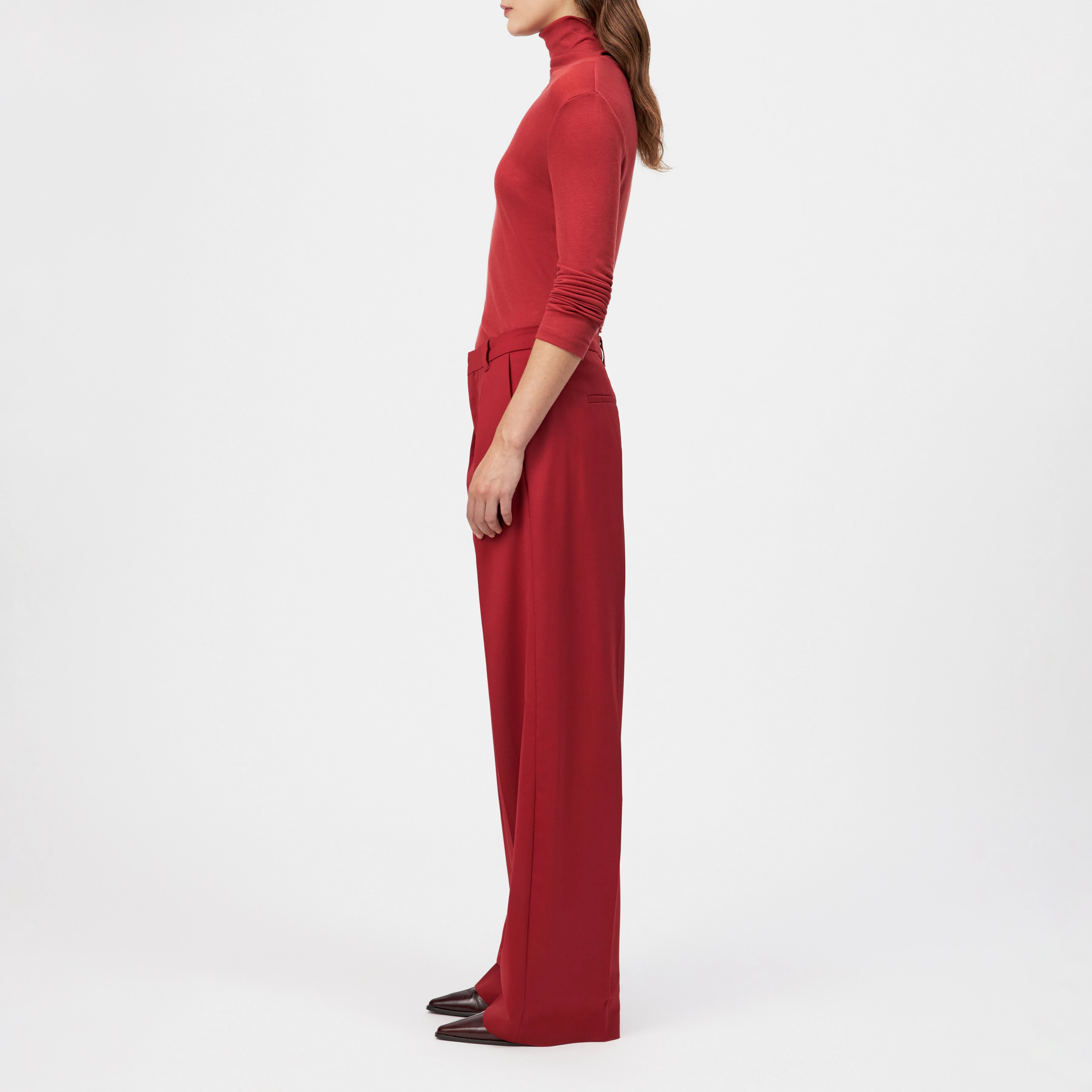 ADUCT - Tailored straight-leg trousers in wool blend - women - red - Seitenansicht