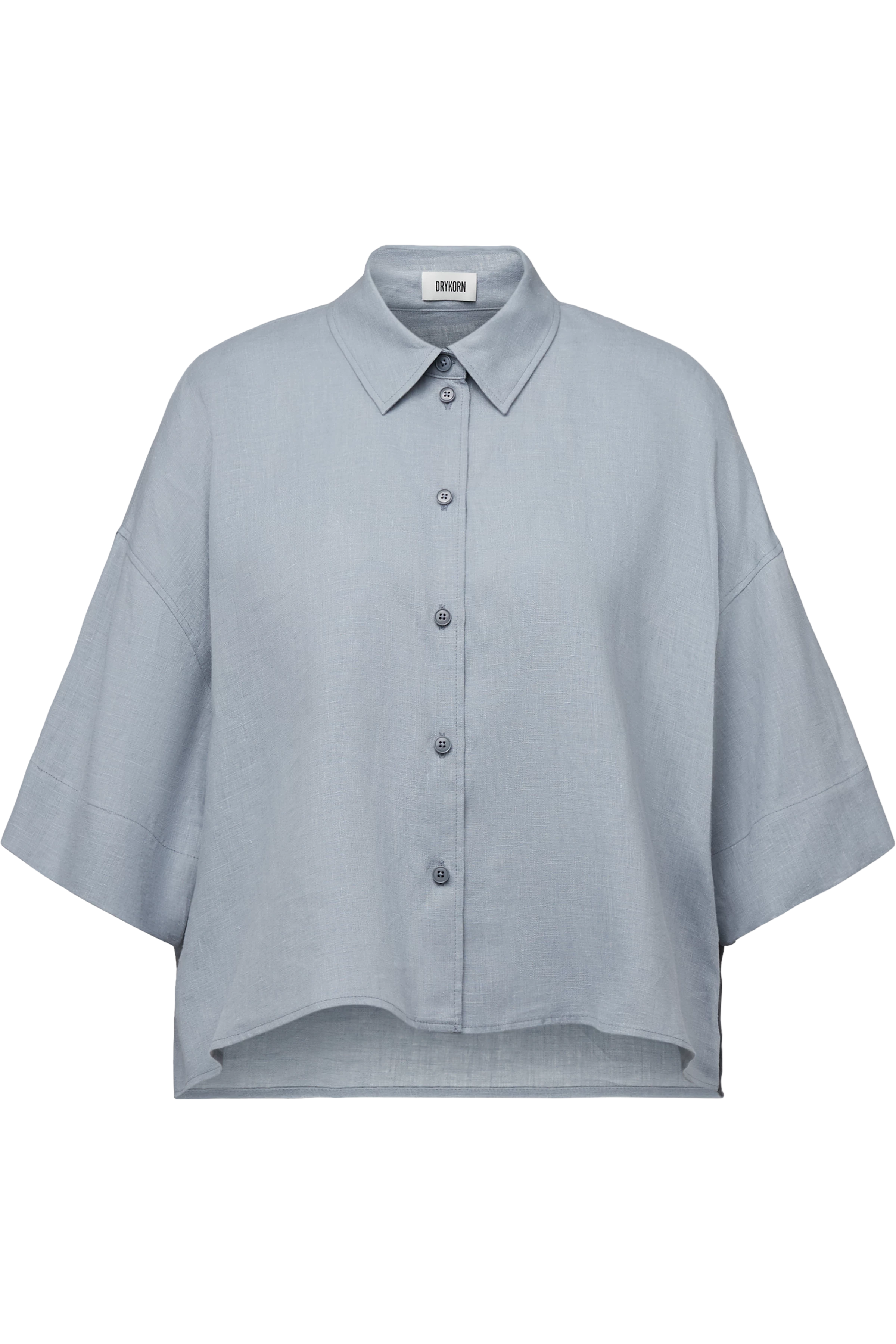 YARIKA - Boxy shirt blouse in linen - women - blue - Freisteller Frontansicht