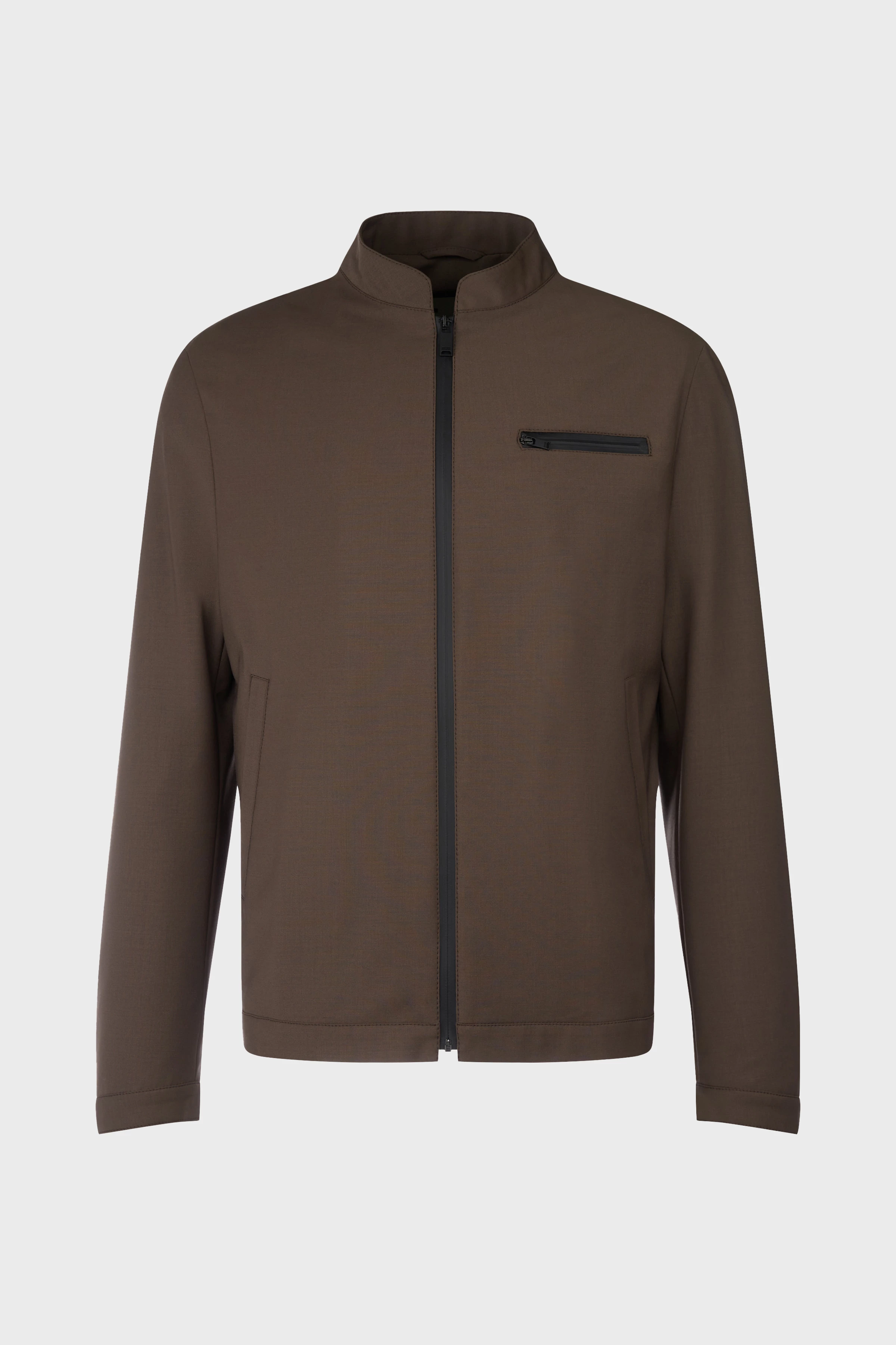 NESSO - sporty jacket with stand up collar and chest pocket - men - brown - Freisteller Frontansicht