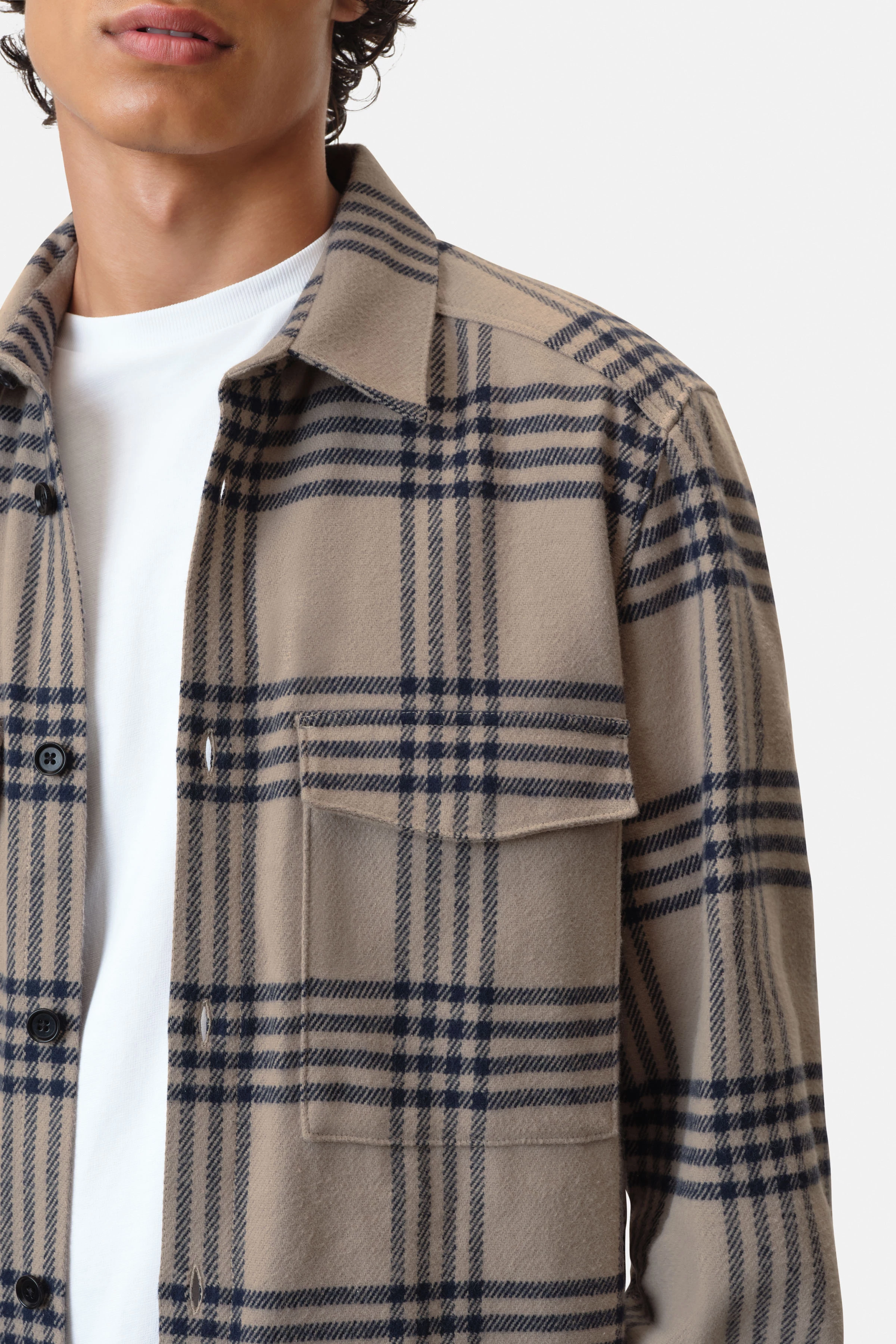 GUNRAY - Relaxed Fit Overshirt in heavy Flanell - Herren - beige - Seitenansicht