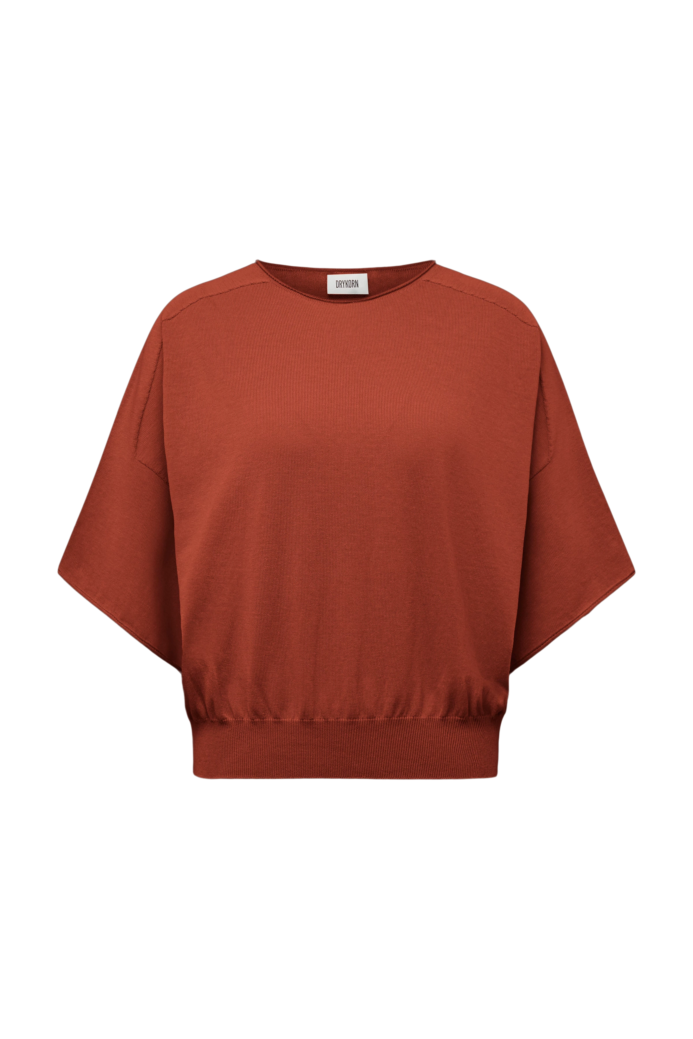 DILARY - Casual knitted T-shirt in cotton crêpe - women - red - Freisteller Frontansicht