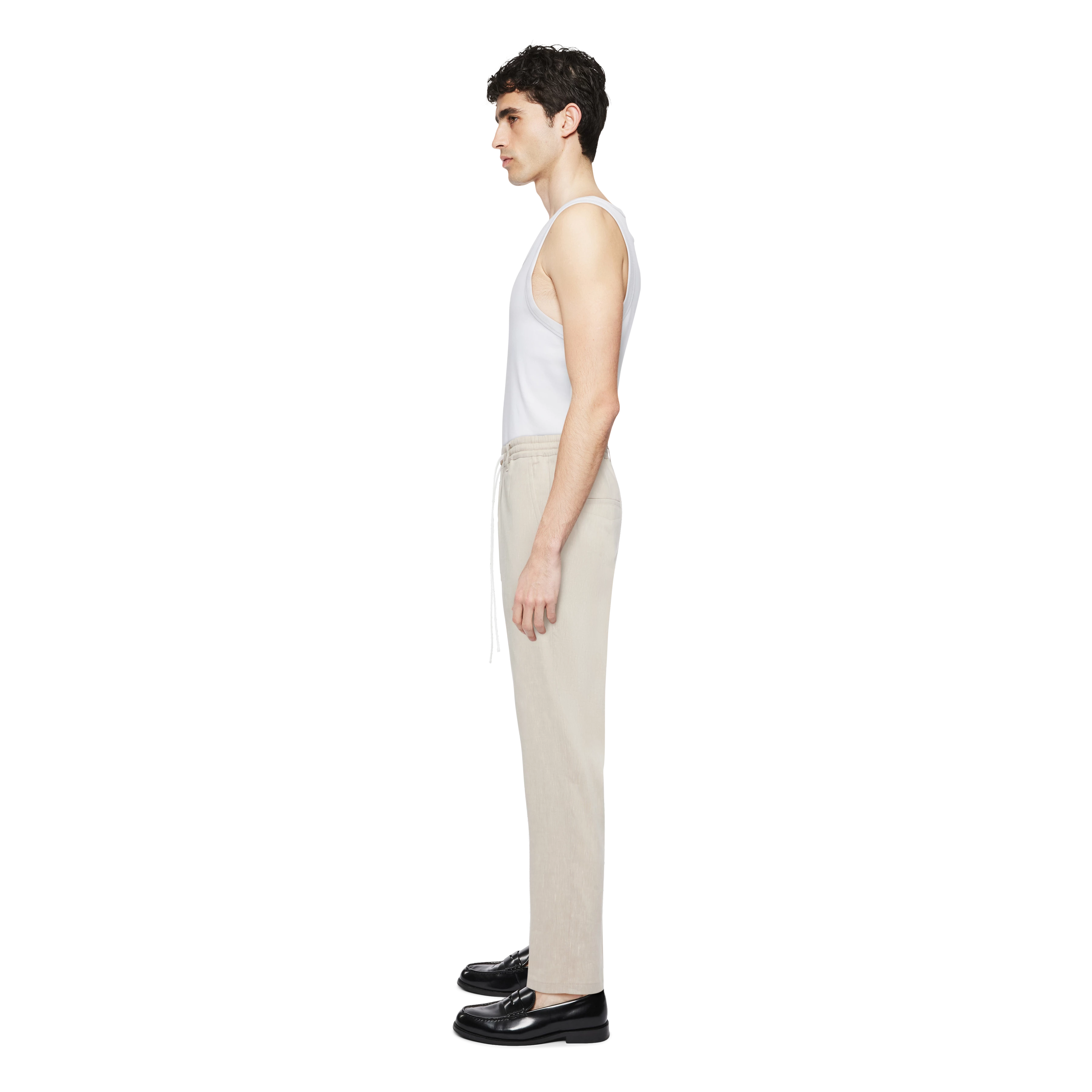 DEGER - Jogpants mit Tunnelzug in Leinen-Mix - Herren - beige - Seitenansicht