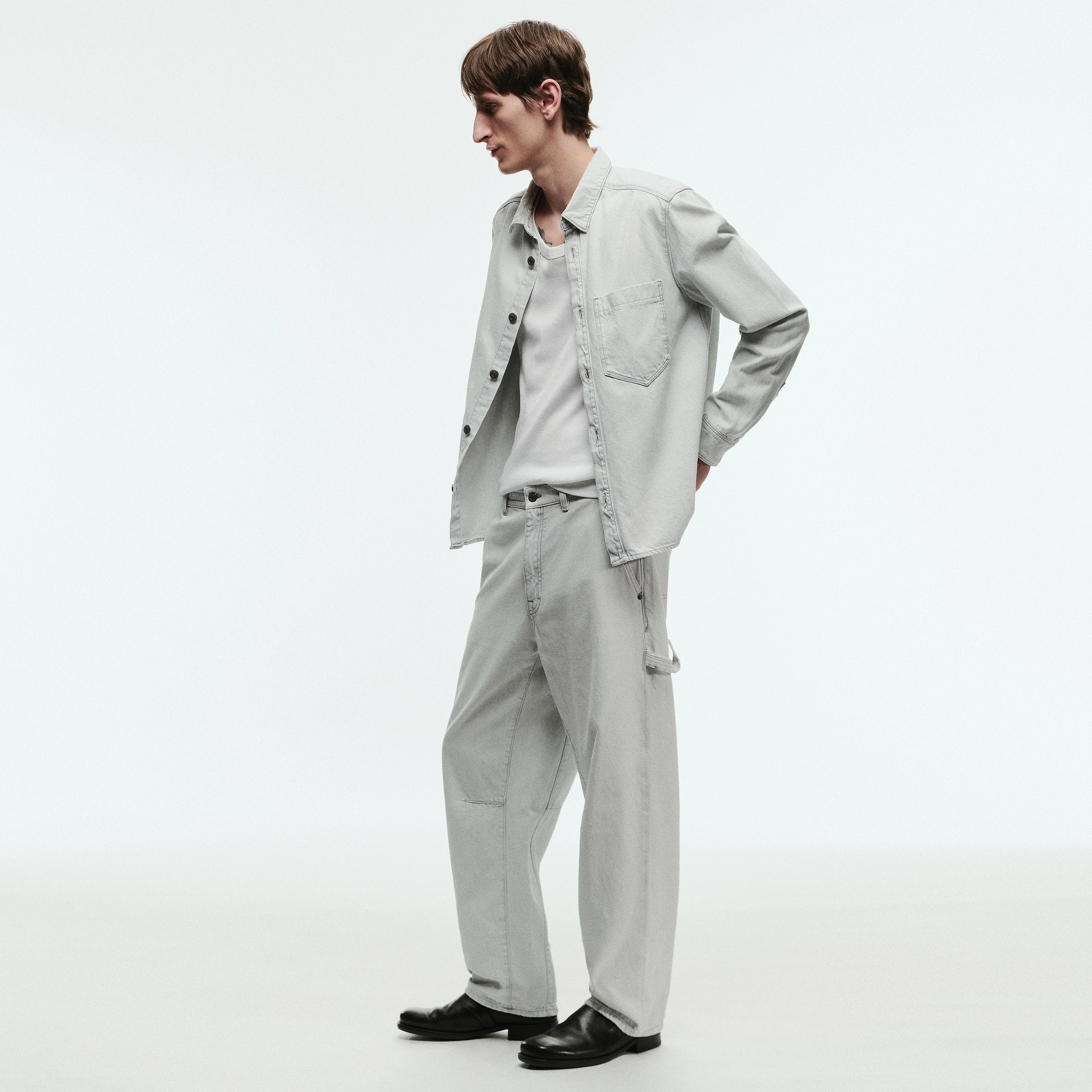 DIEGGO - Overshirt mit Brusttasche in Denim - Herren - grau