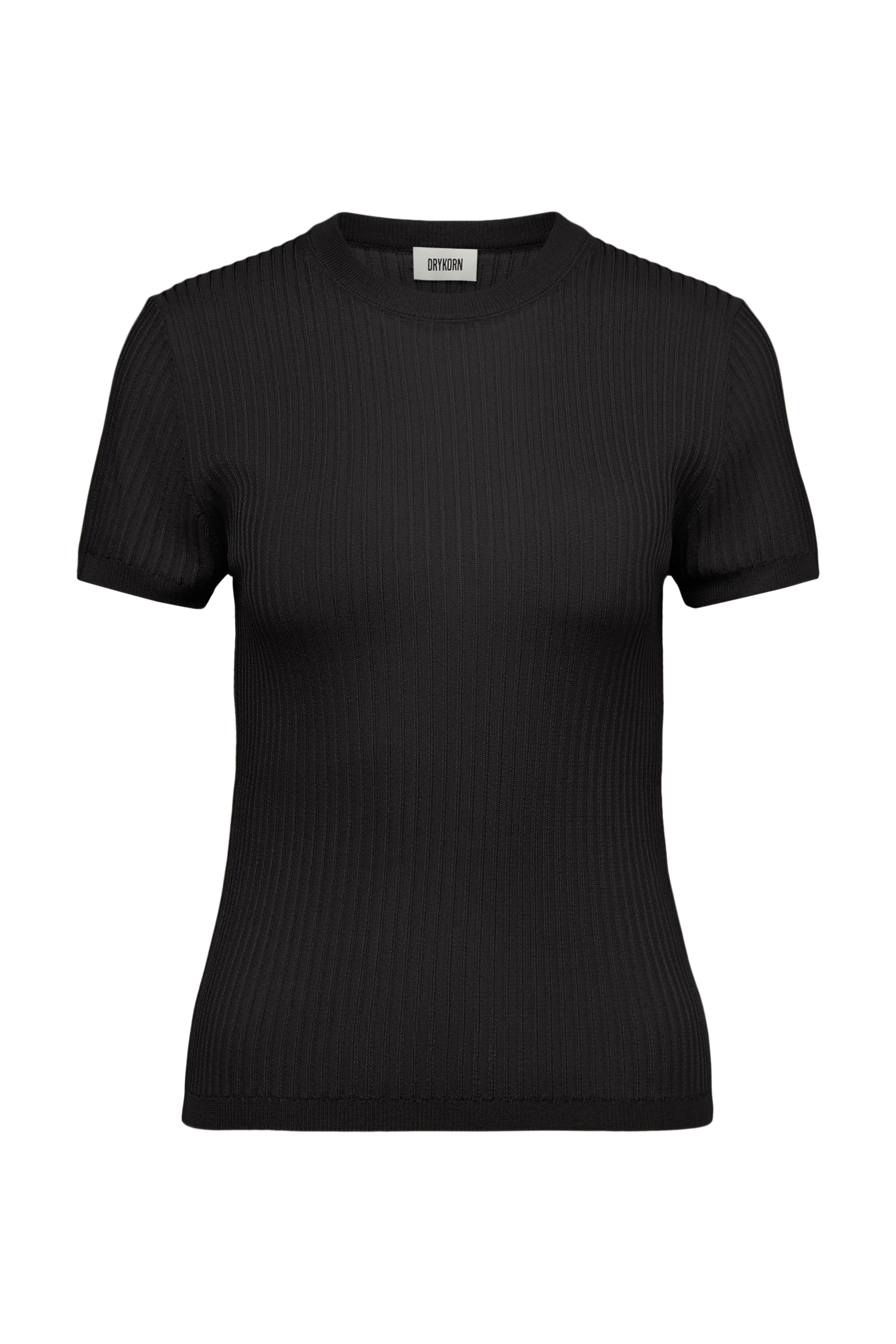 MOGLINI_2 - Crew Neck Knit T-Shirt with Ribbed Texture - women - black - Freisteller Frontansicht