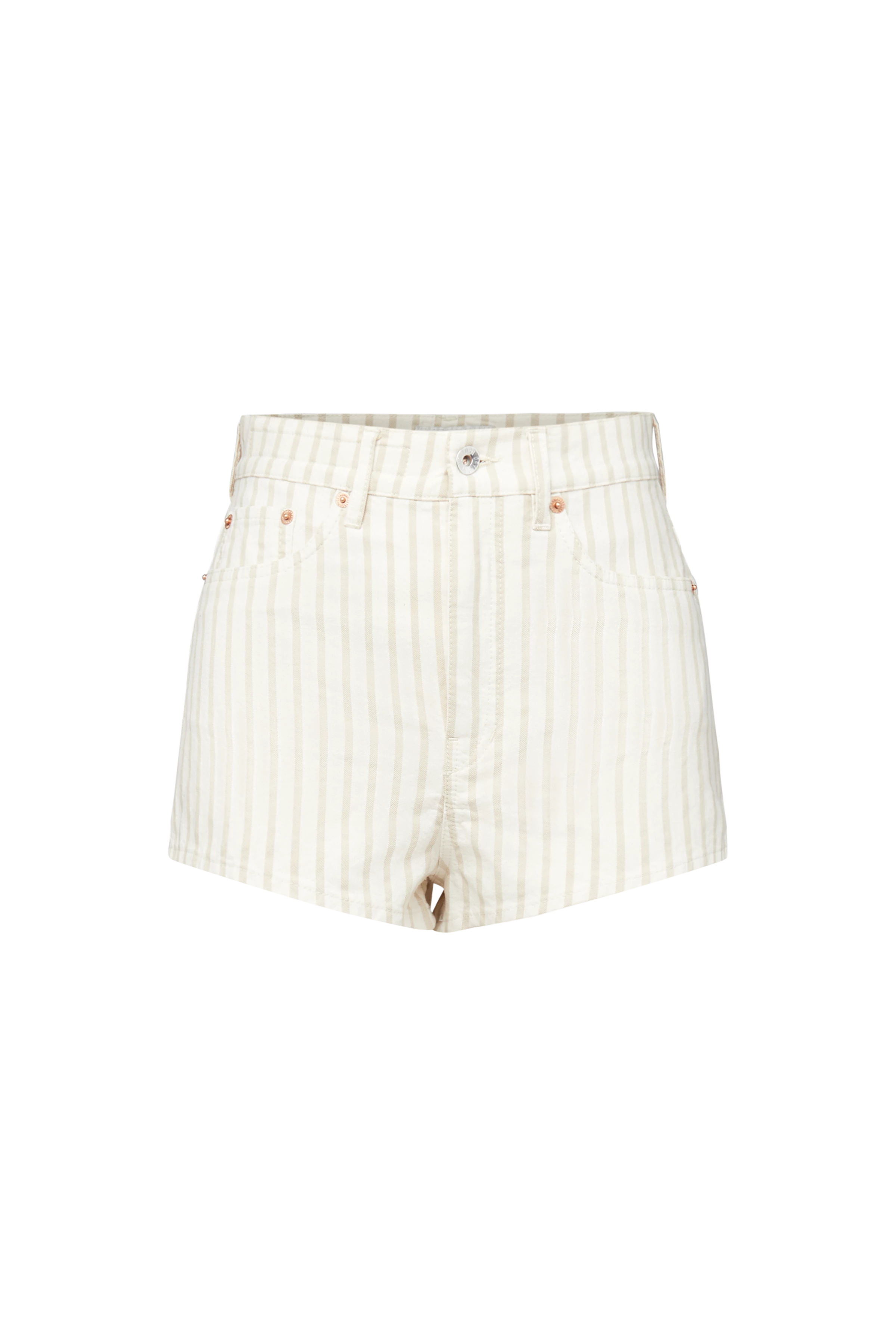 SNUCK - Striped shorts made from pure twill - women - beige - Freisteller Frontansicht