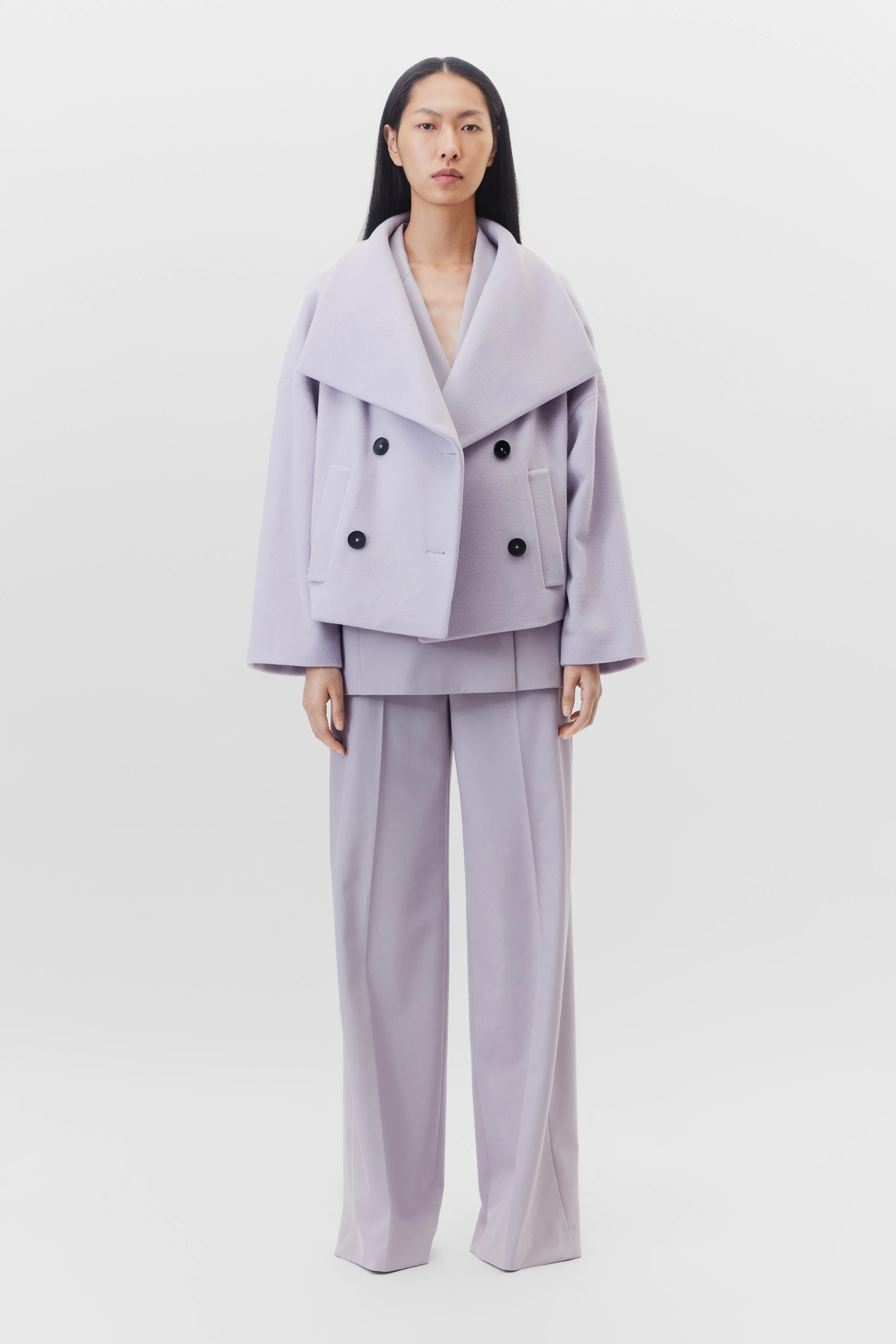 OSTERLY - Cabanjacke in Wollflausch - Damen - lila - Ganzkörper-Frontansicht