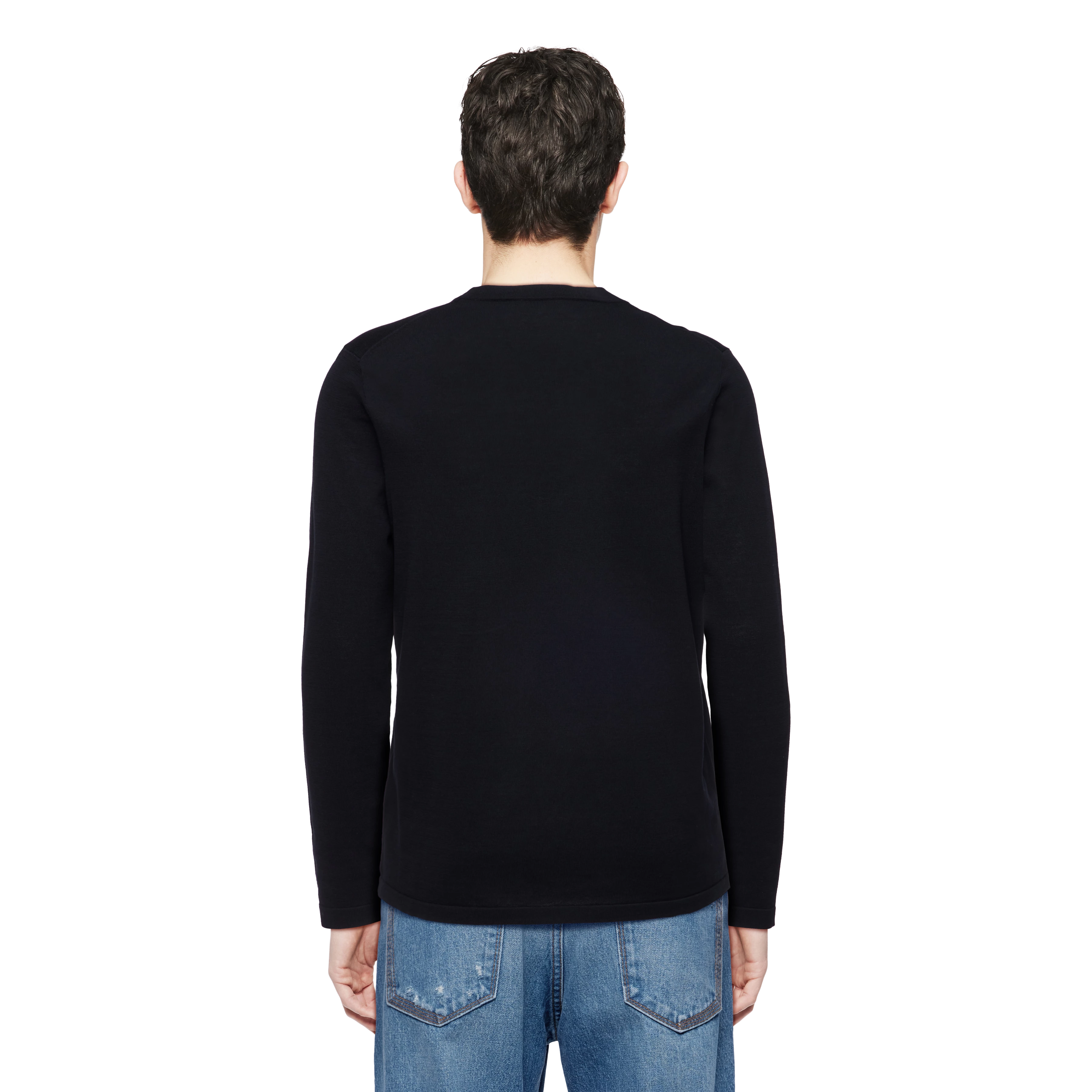 IRMINO - Longsleeve in mercerisierter Baumwolle - Herren - schwarz - Rückansicht