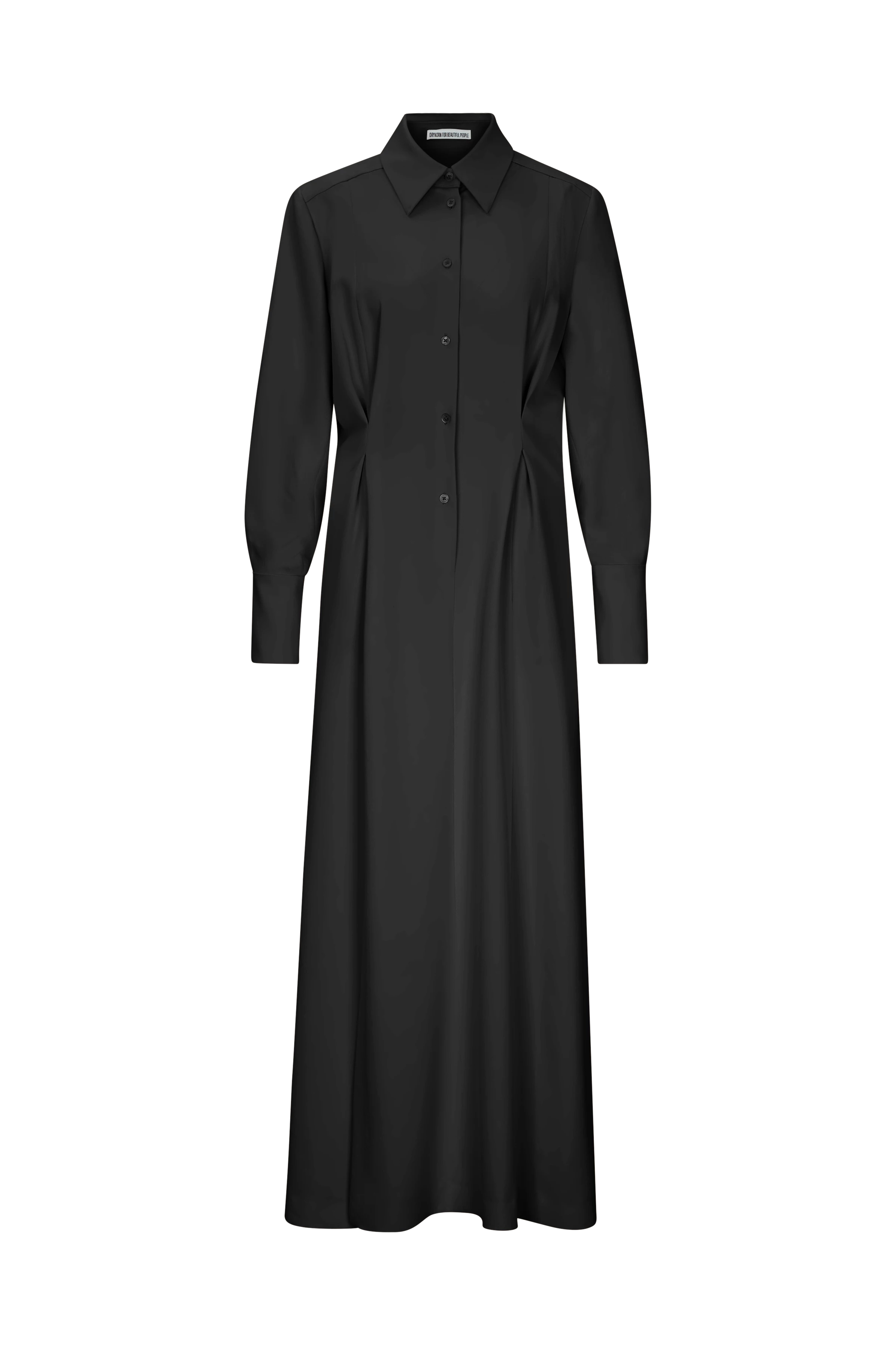 KAMALA - Shirt dress in luxurious satin - women - Natural Aluminium - Freisteller Frontansicht