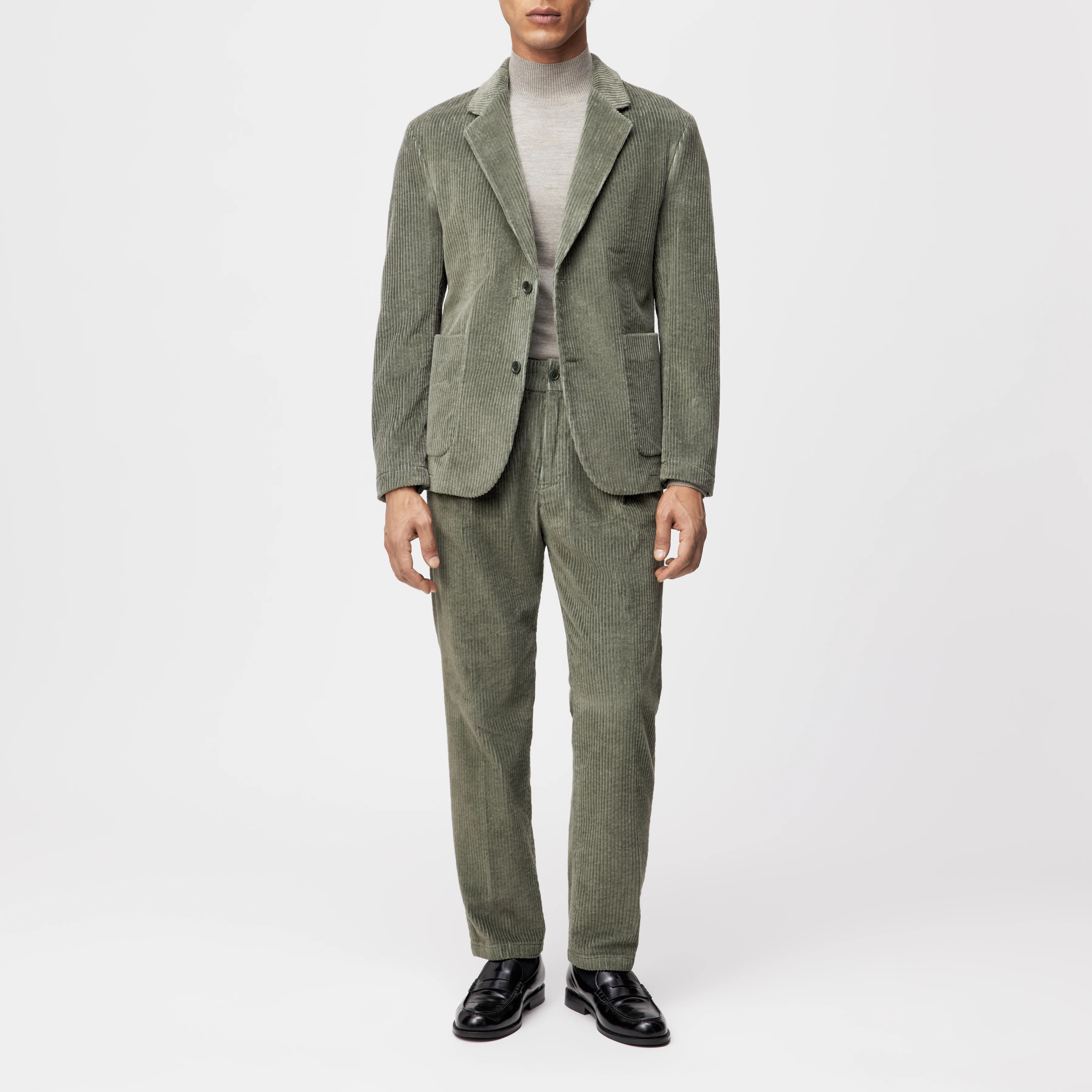 MARLS - Einreihiges Sakko in Baumwoll-Breitcord - Herren - grün - Ganzkörper-Frontansicht