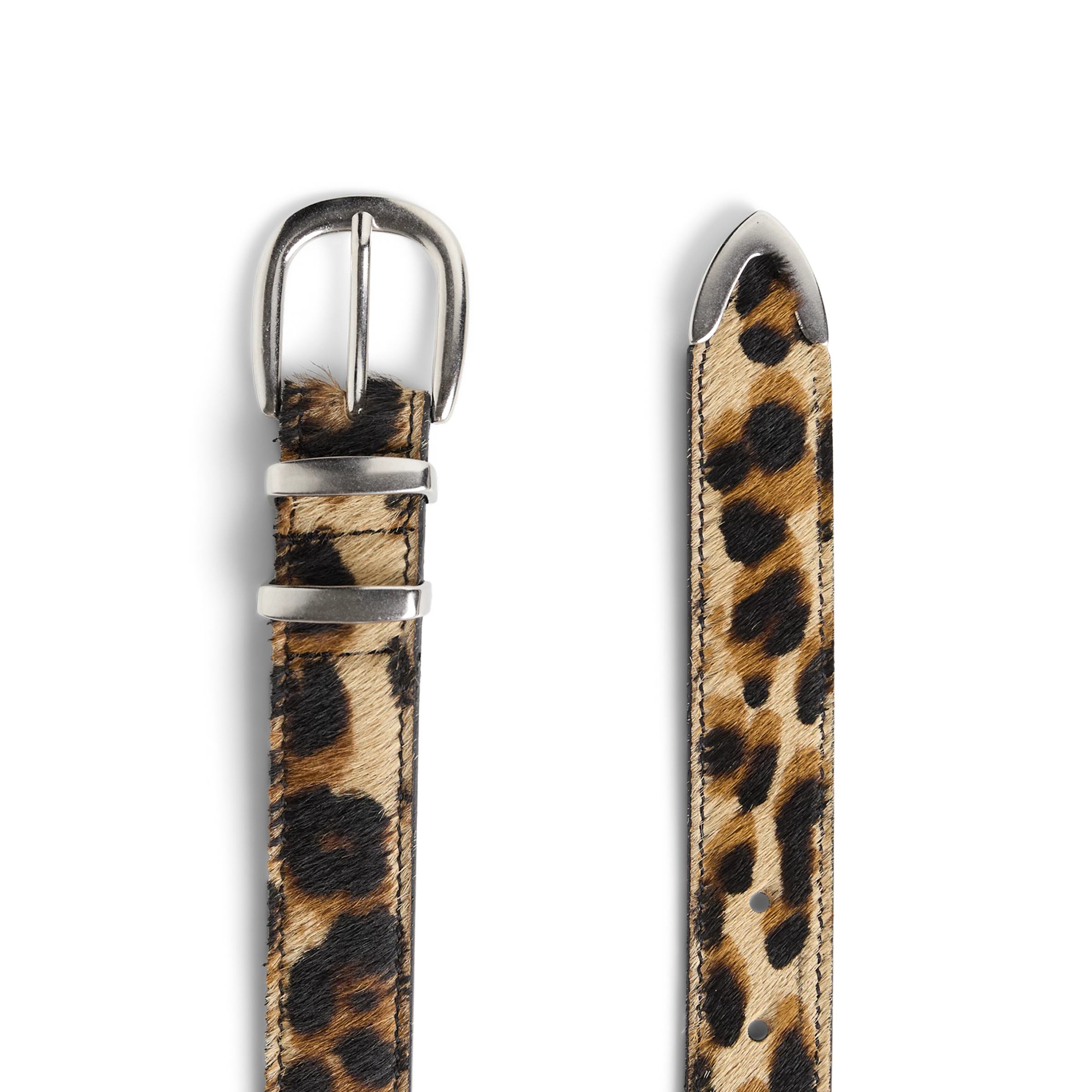 LIINO - Leopard print belt in genuine leather - unisex - brown - Freisteller Detailansicht