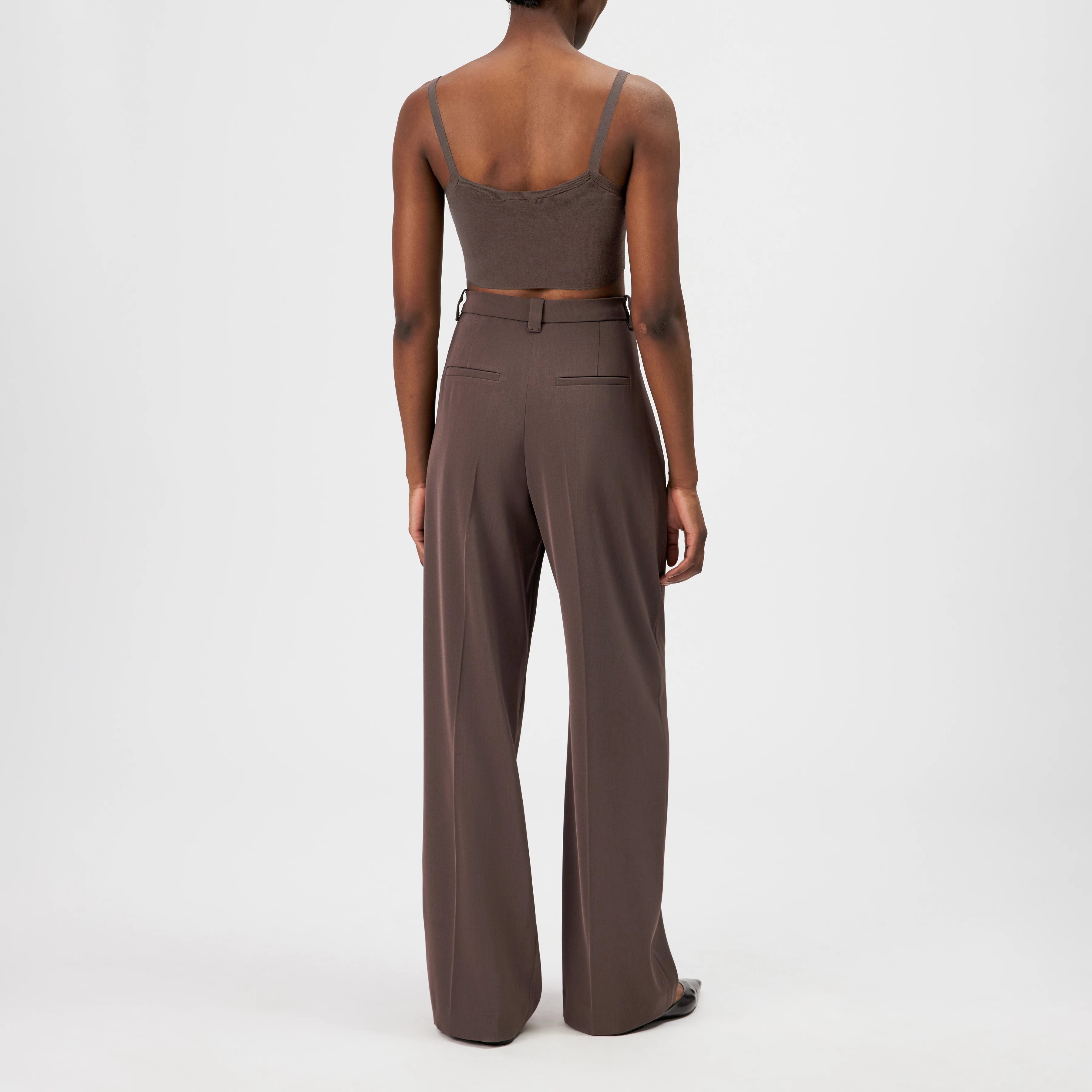 JOSEY - Cropped tank top in matte finish - women - brown - Rückansicht