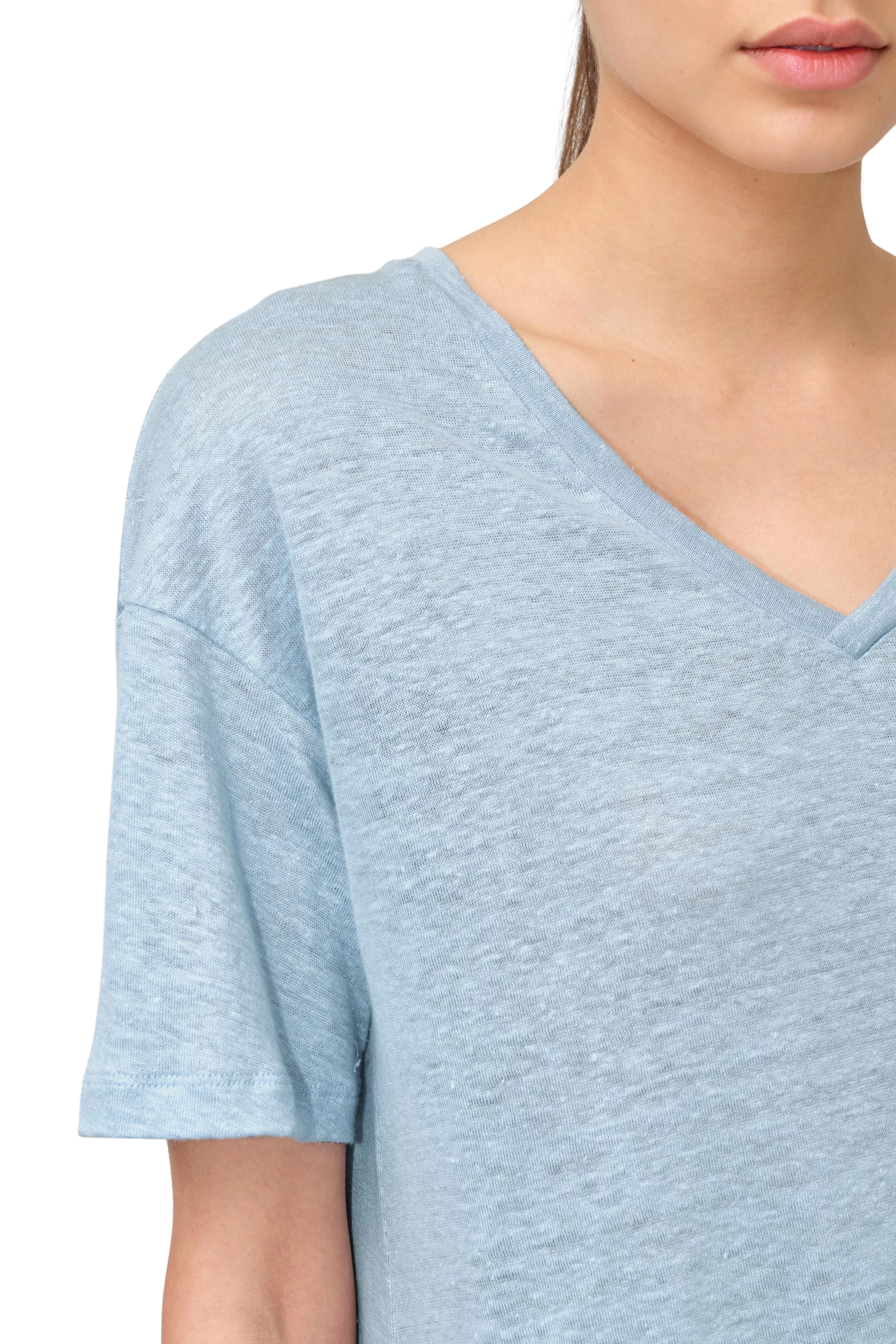 SVENNIE - T-shirt décontracté en lin - women - bleu - Seitenansicht