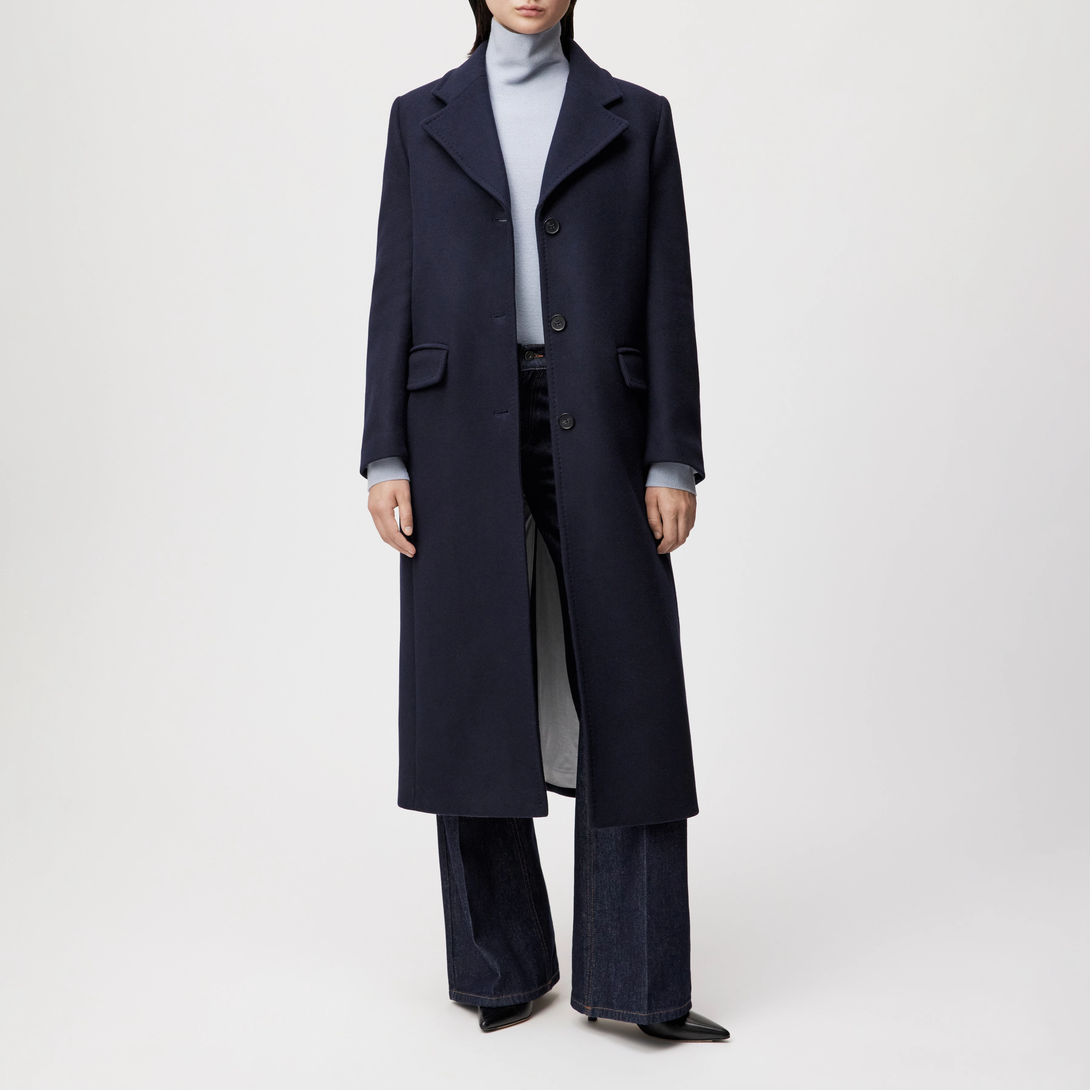 AISBY - Mantel in winterlichem Woll-Mix - Damen - blau - Ganzkörper-Frontansicht