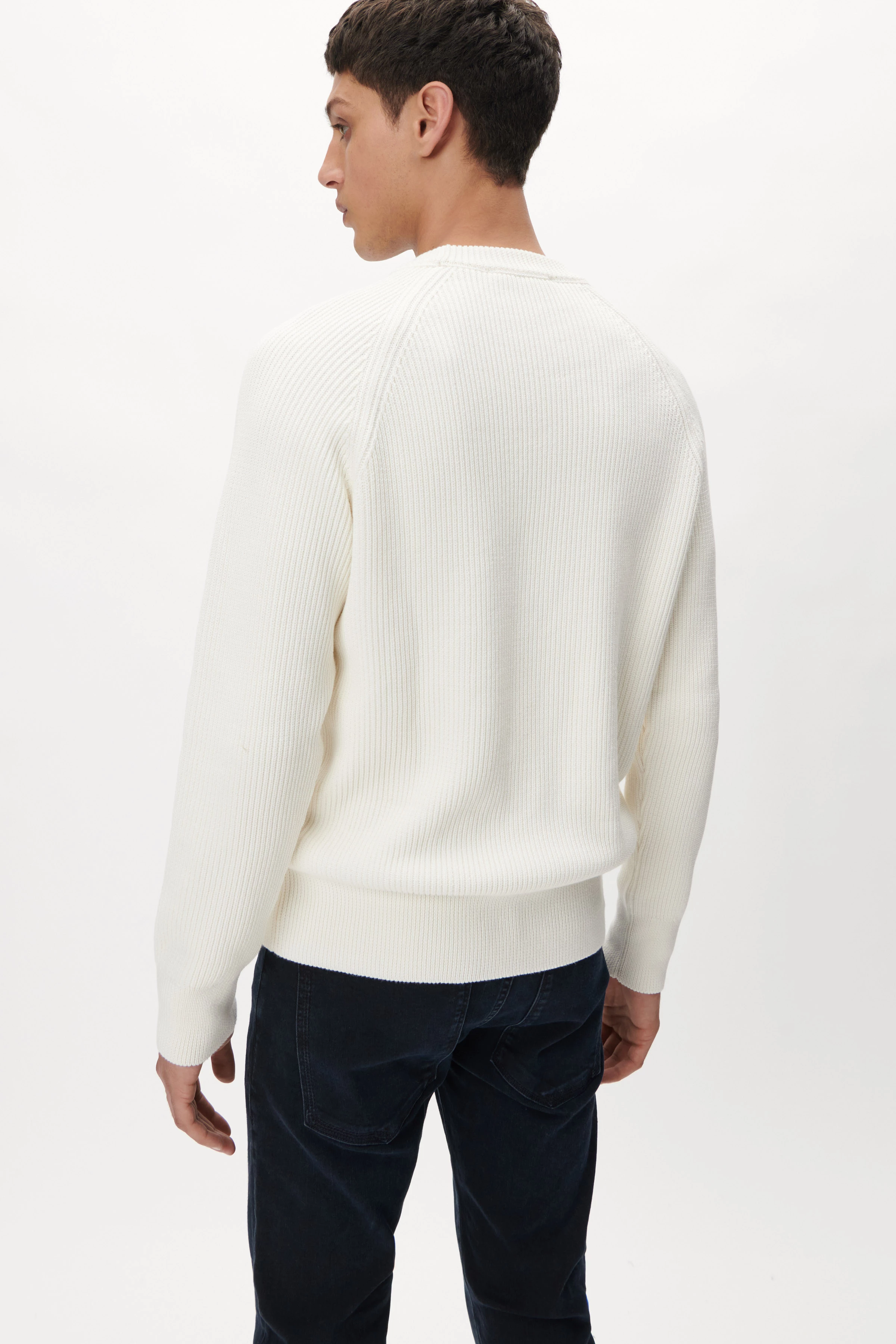 AARON - raglan cotton pullover - men - off white - Rückansicht
