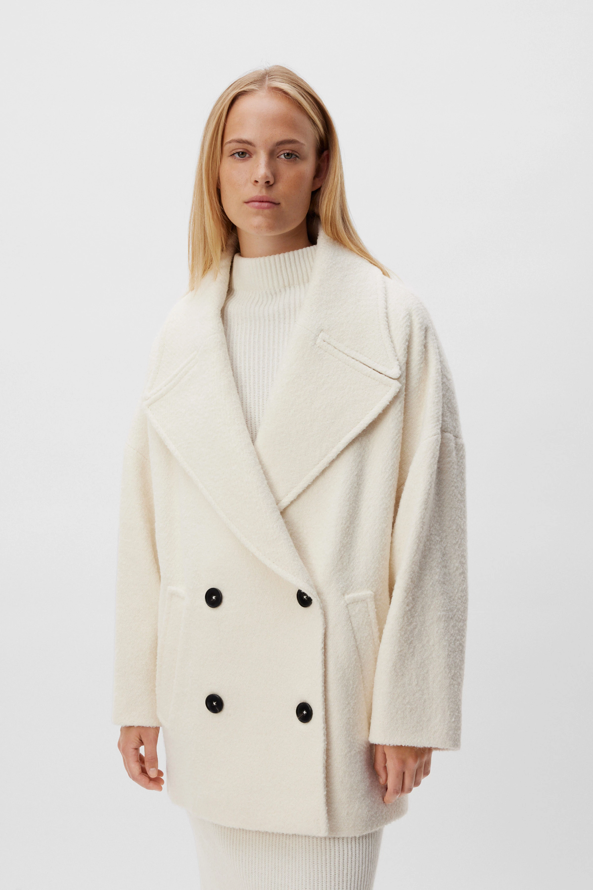 RUNCOM - Bouclé Cabanjacke - Damen - off white - Frontansicht