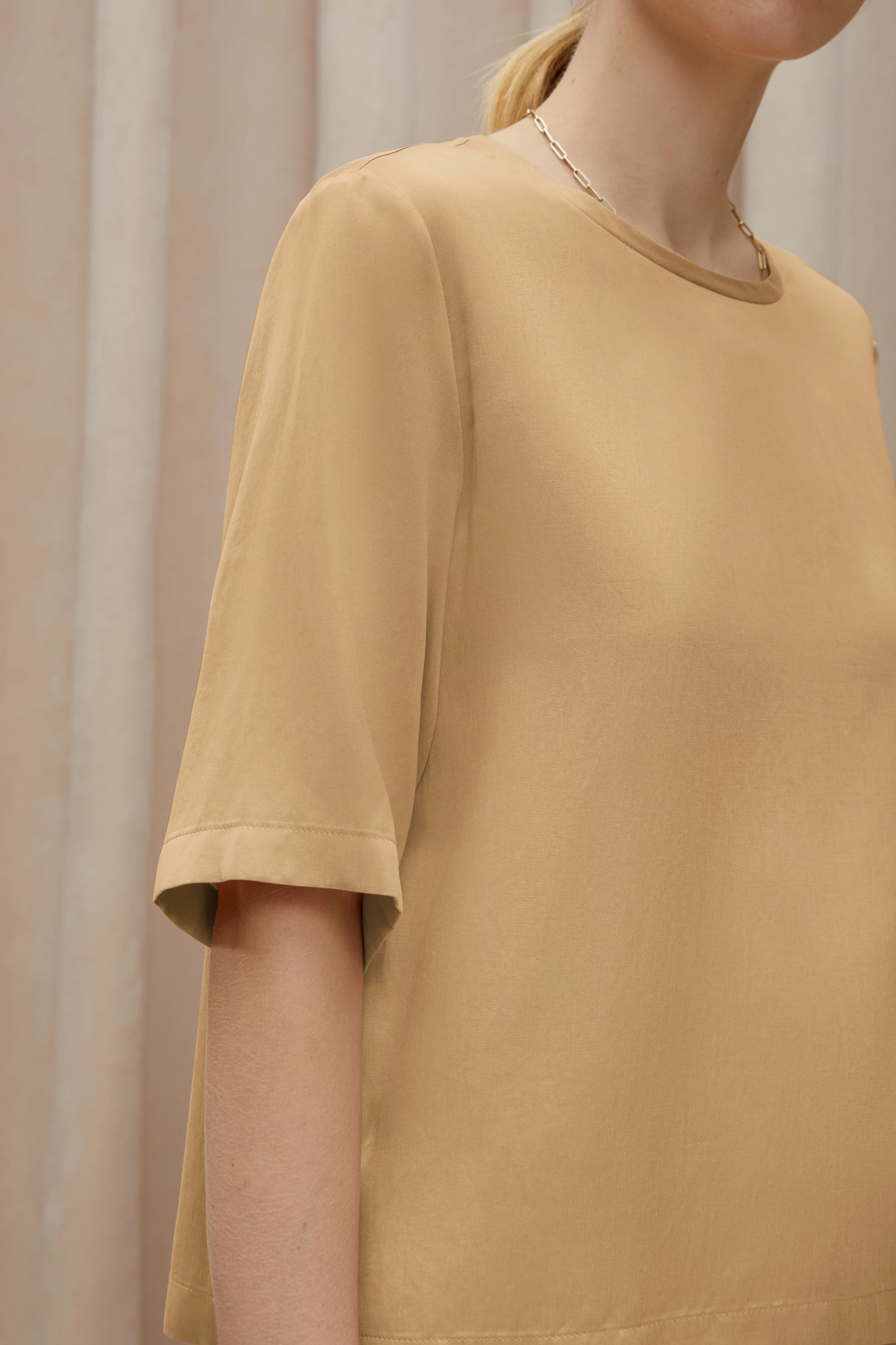 DIEDRA - T-Shirt Bluse aus Cupromischung - Damen - beige - Seitenansicht