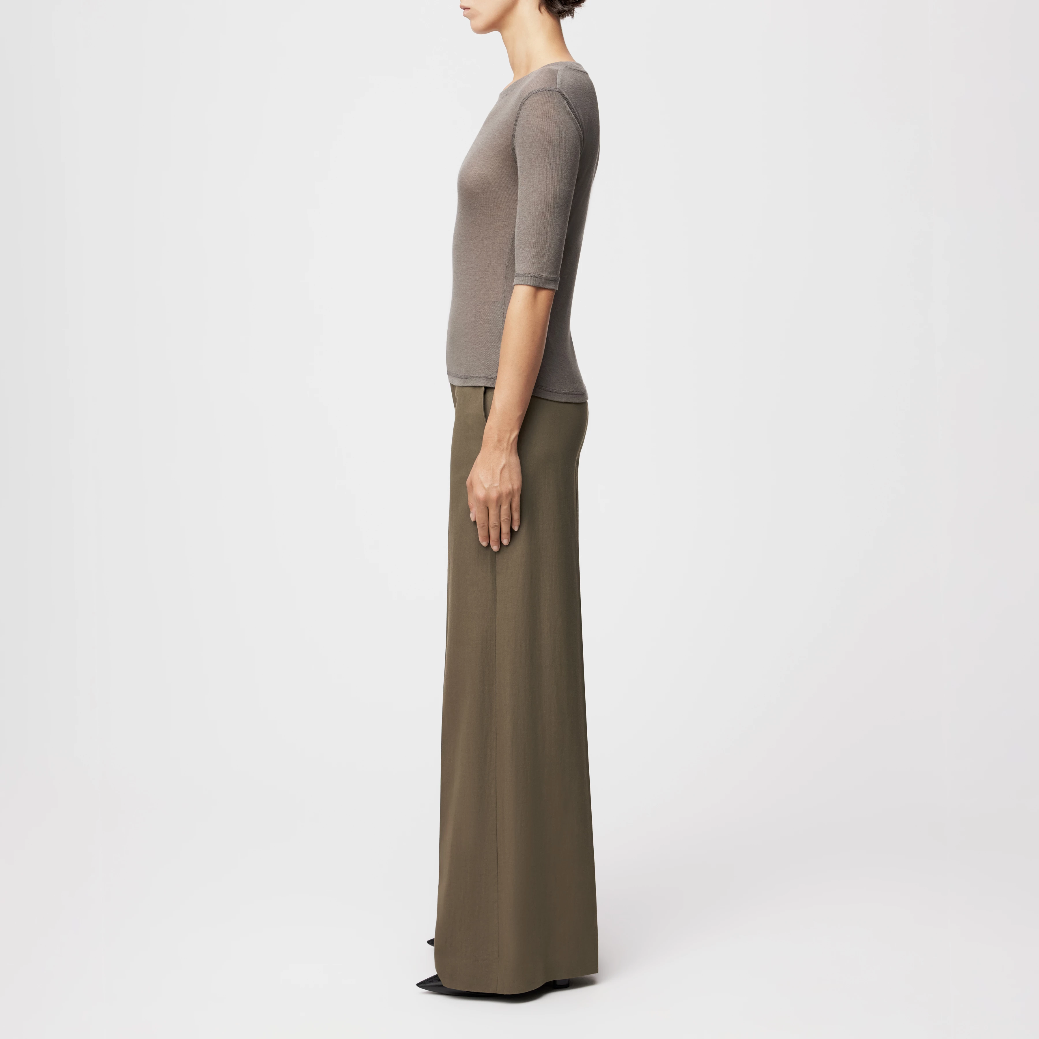 SELAY - Schmales Oberteil in Lyocell-Wolle-Mix - Damen - grau - Seitenansicht