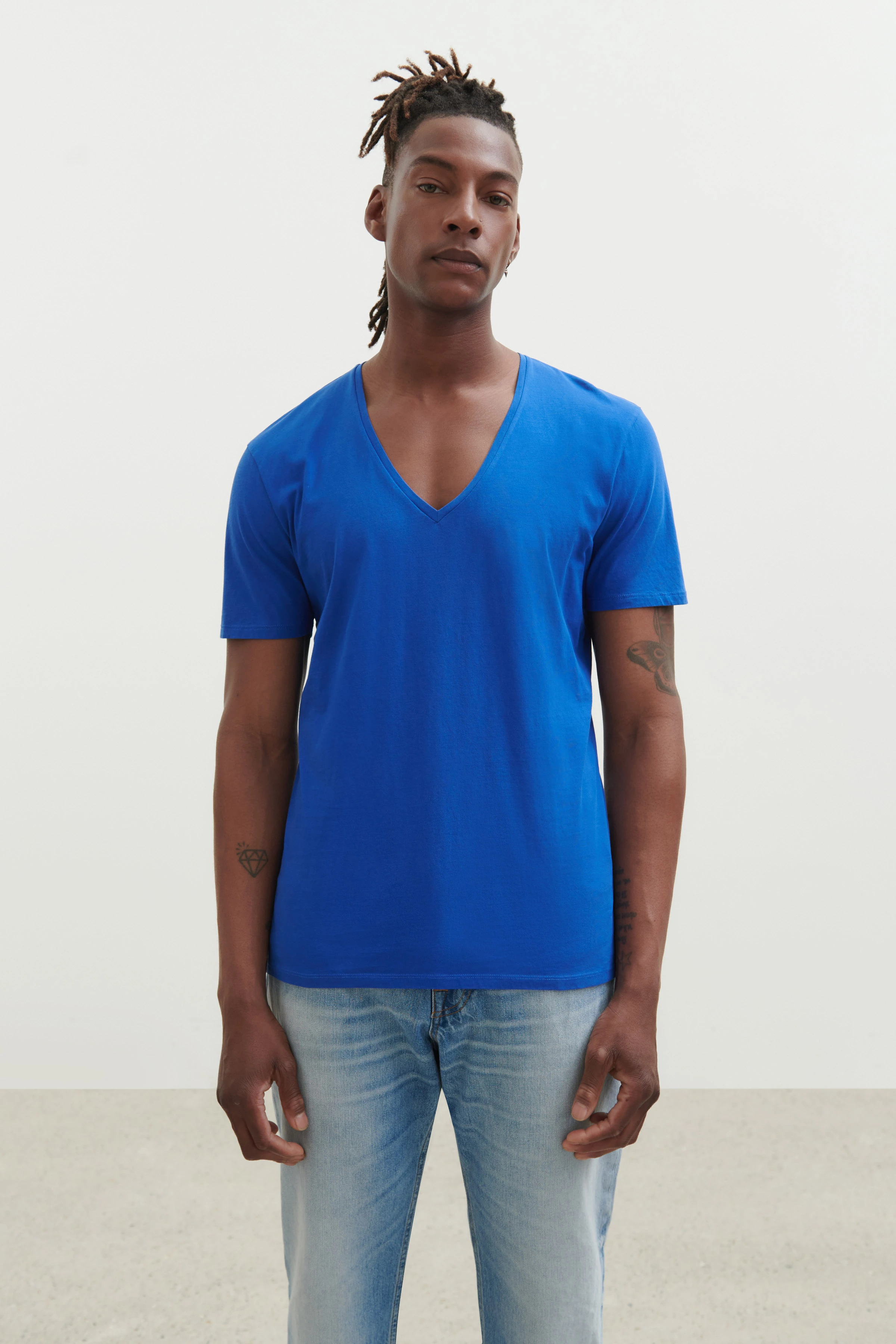 QUENTIN - clean cotton t-shirt - men - blue - Frontansicht