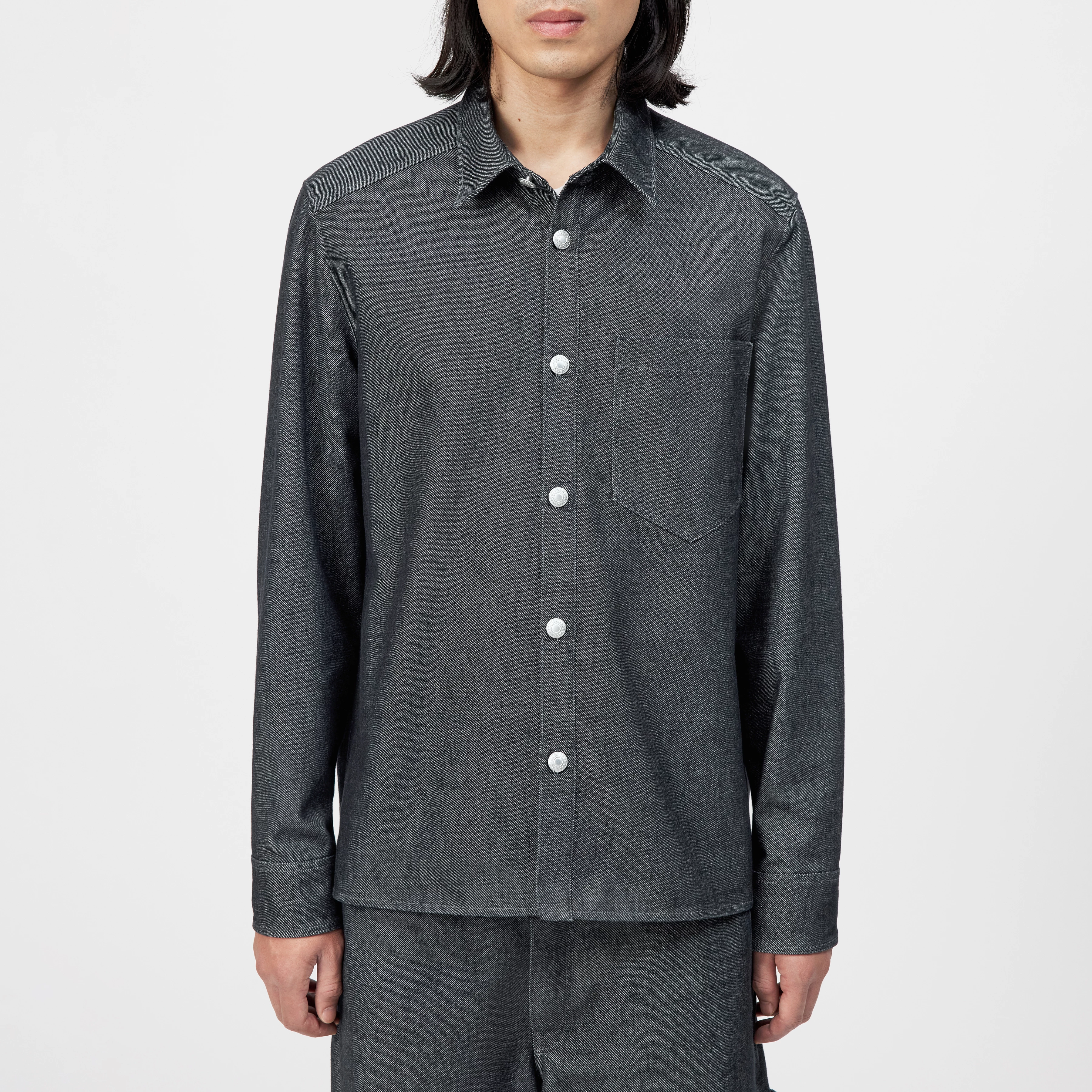 DIEGGO - Overshirt mit Brusttasche in Raw-Denim-Look - Herren - blau - Frontansicht