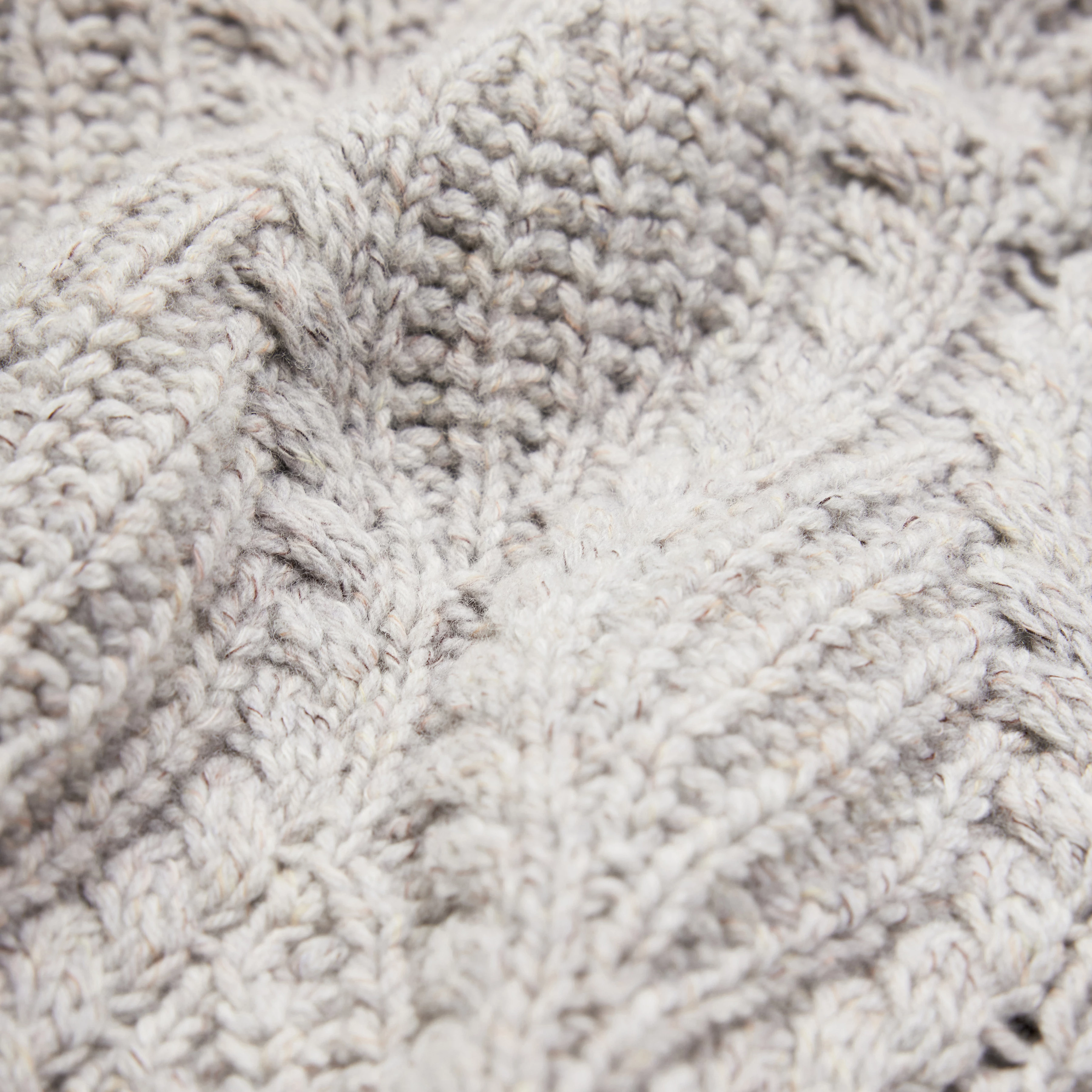 LARELYA - Pullover mit Ballonärmeln in Moulinè-Wollgarn - Damen - grau - Materialbild (B2C)