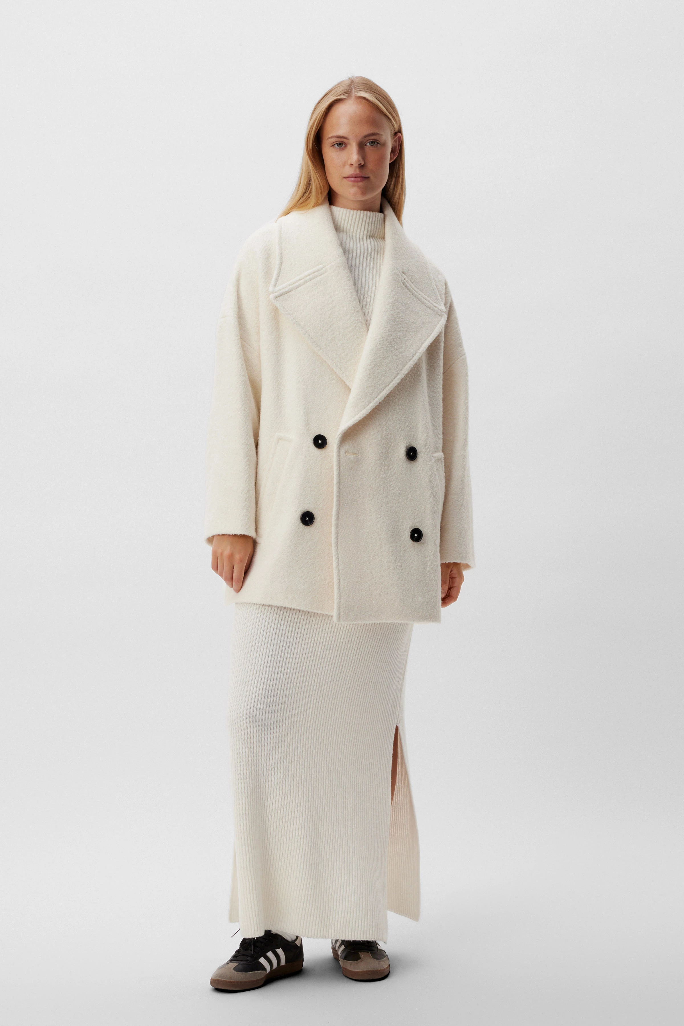 RUNCOM - Bouclé Cabanjacke - Damen - off white - Ganzkörper-Frontansicht