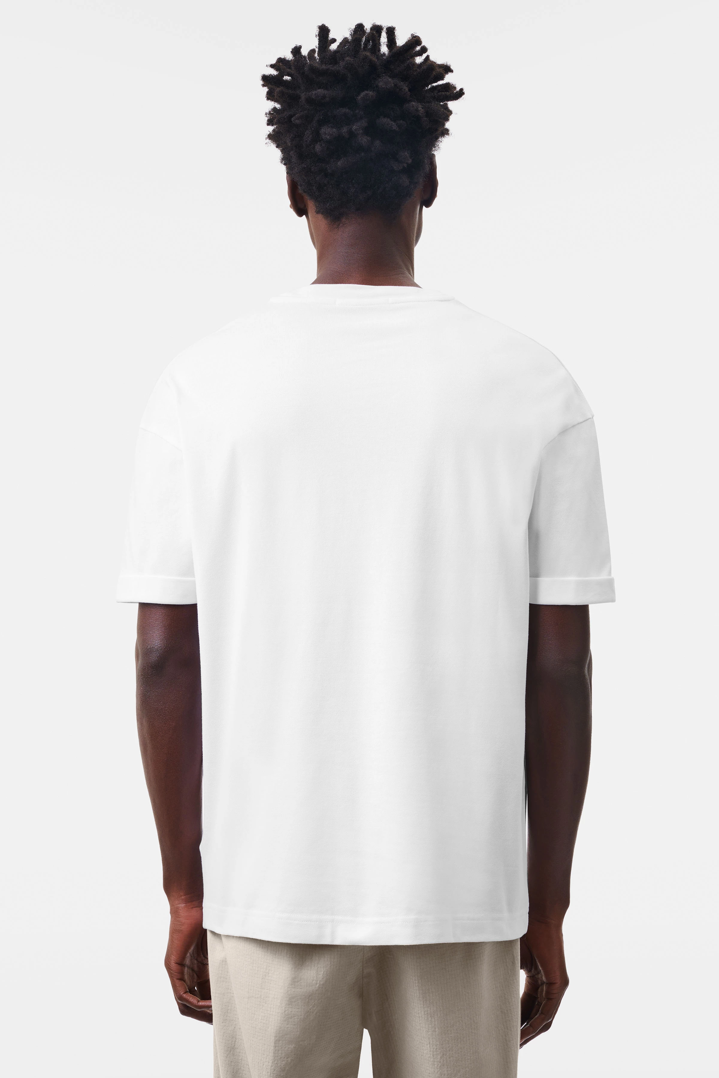 THILO - Relaxed fit T-Shirt in Baumwoll-Mix mit Piqué - Herren - weiß - Rückansicht