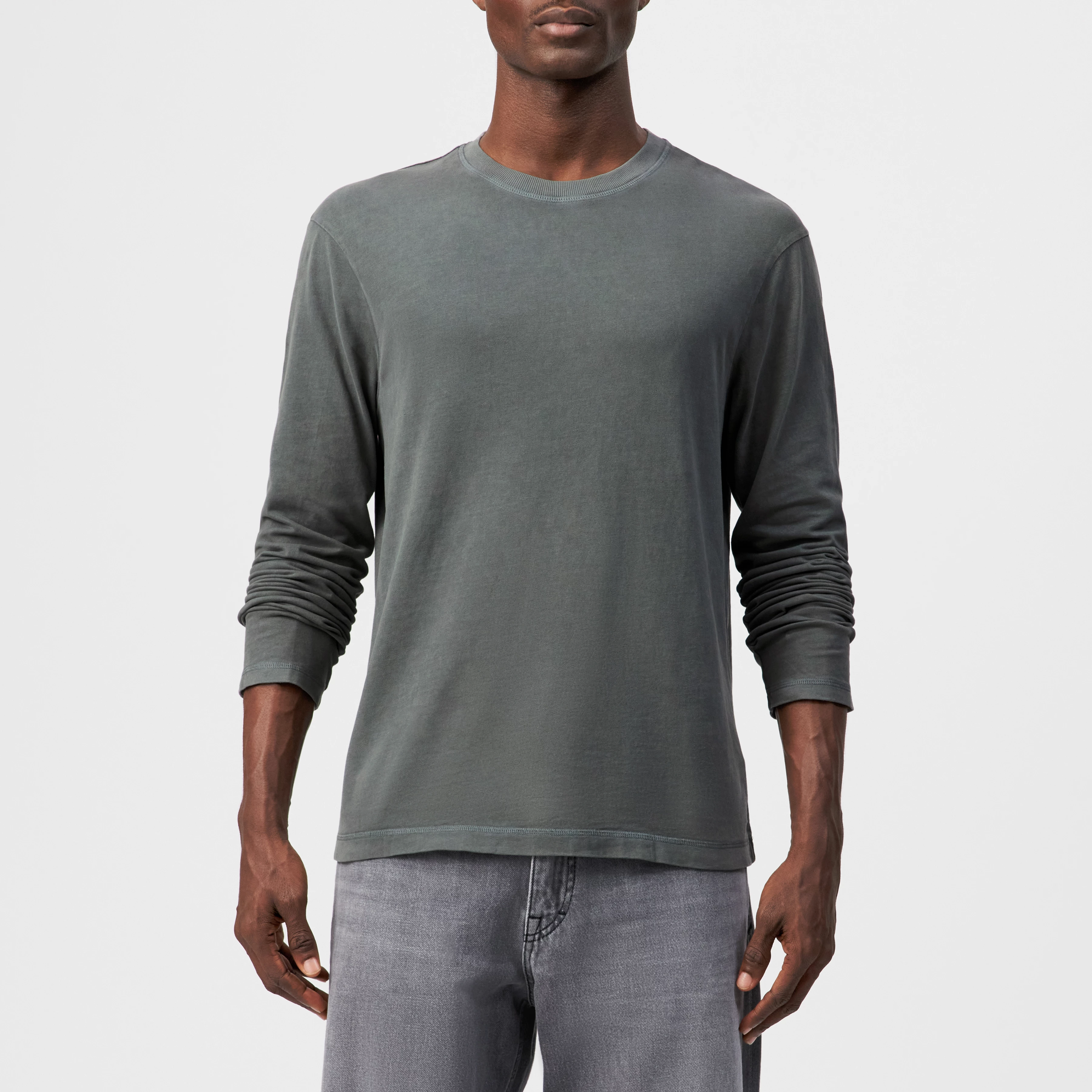 TALDOR - Long-sleeved top in washed look - men - green - Frontansicht