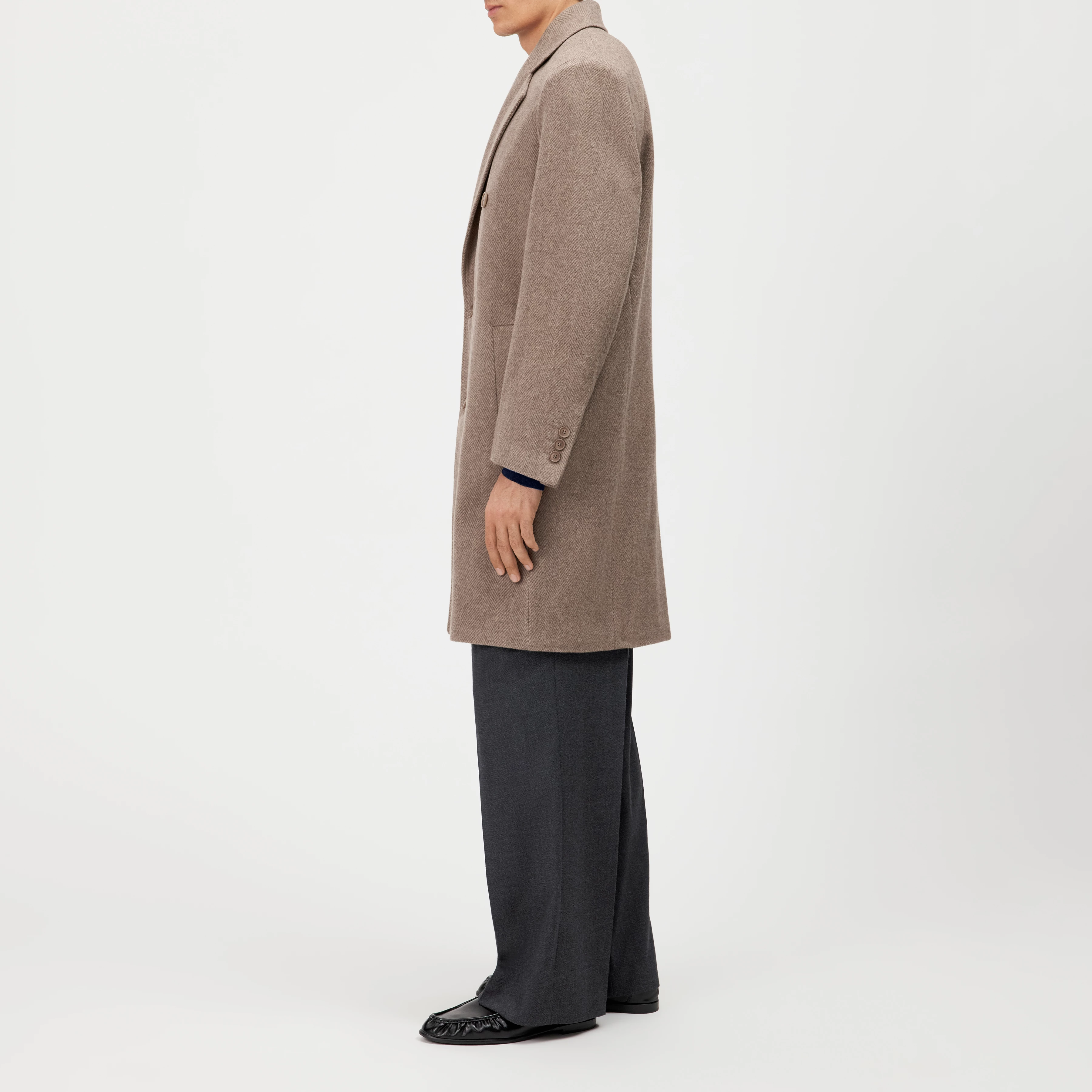 NEKOLA - Double-breasted wool-blend coat - men - brown - Seitenansicht