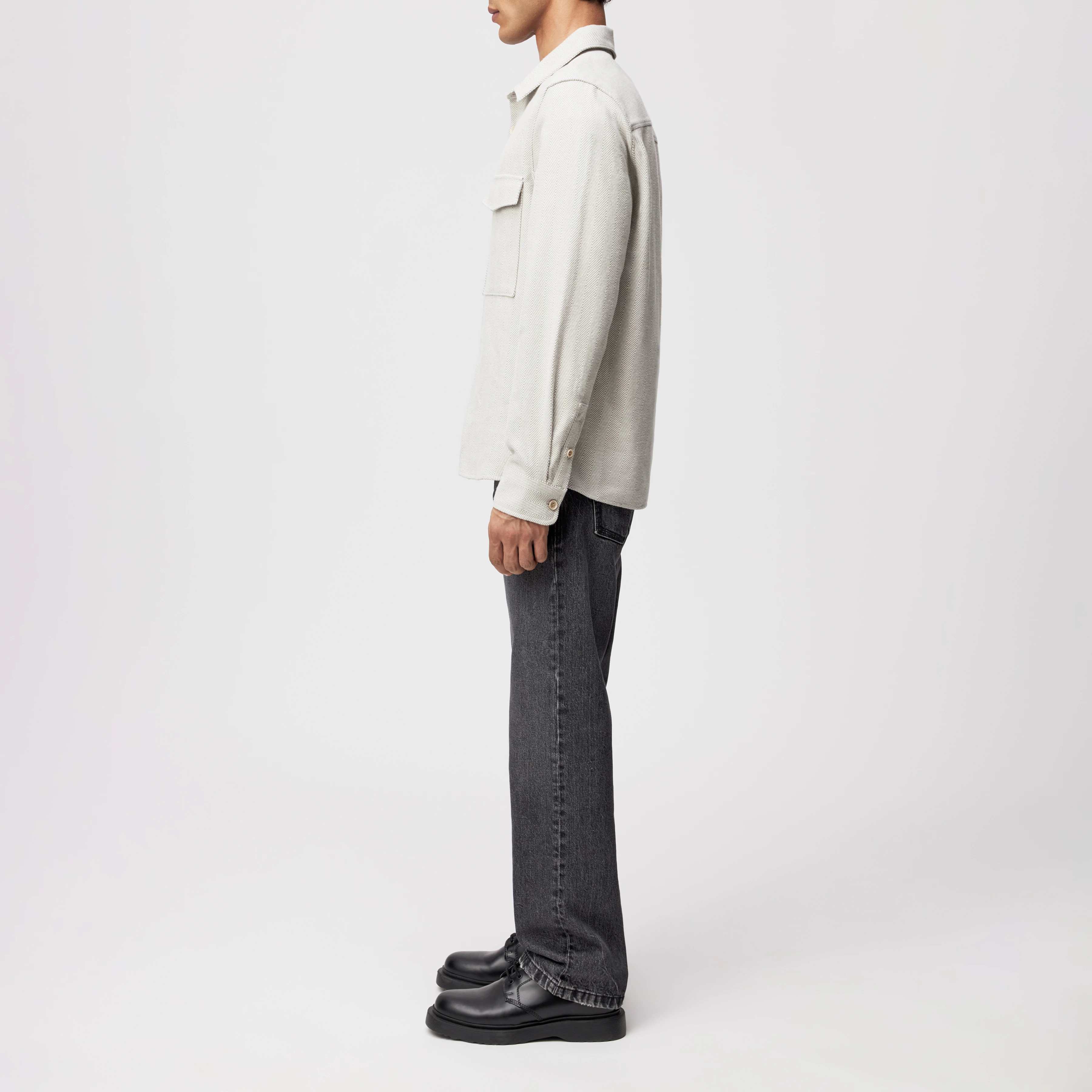 GUNRAY - Relaxed Fit Overshirt in Herringbone - Herren - beige - Seitenansicht