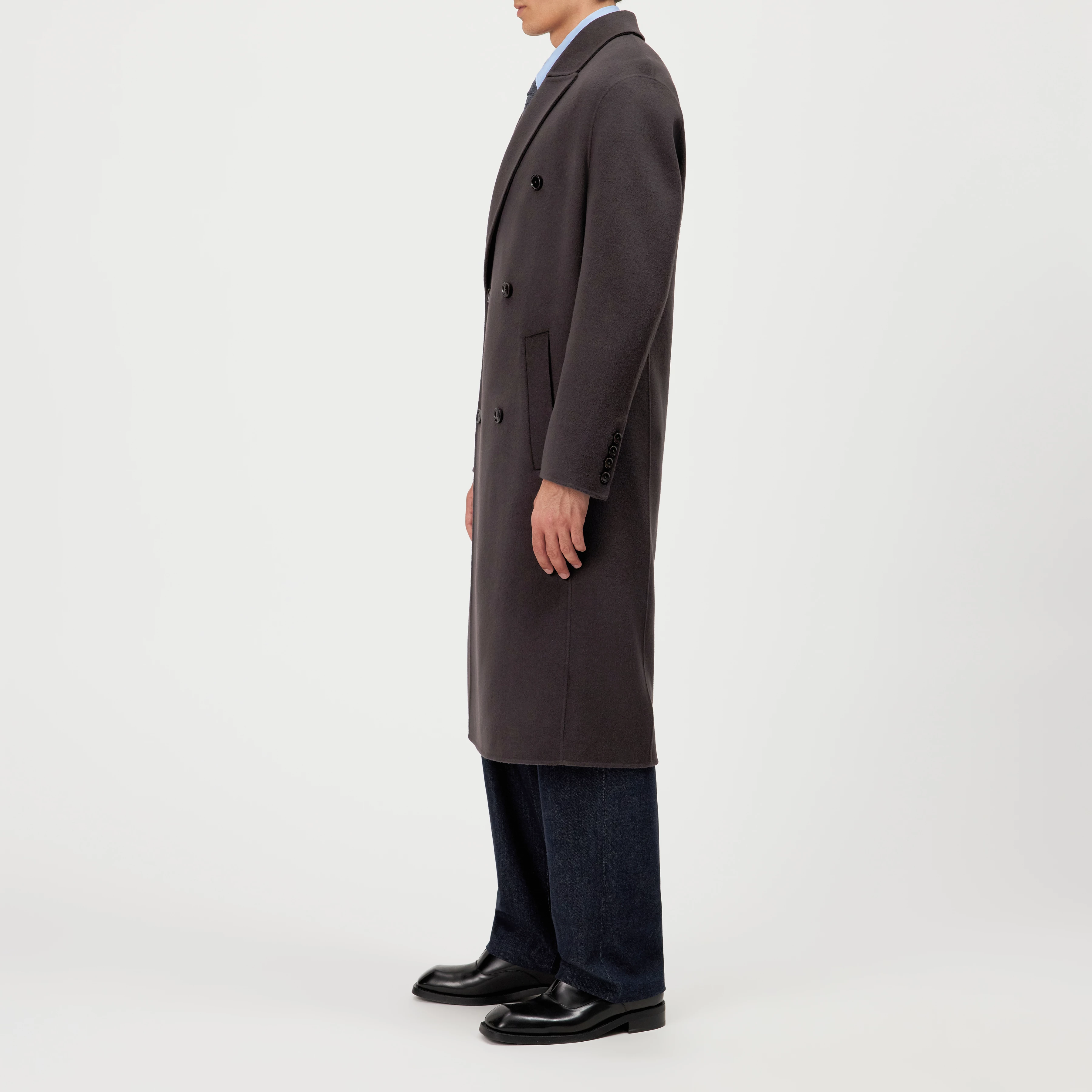 SKYE_2 - Double-breasted reversible coat in wool blend - men - brown - Seitenansicht