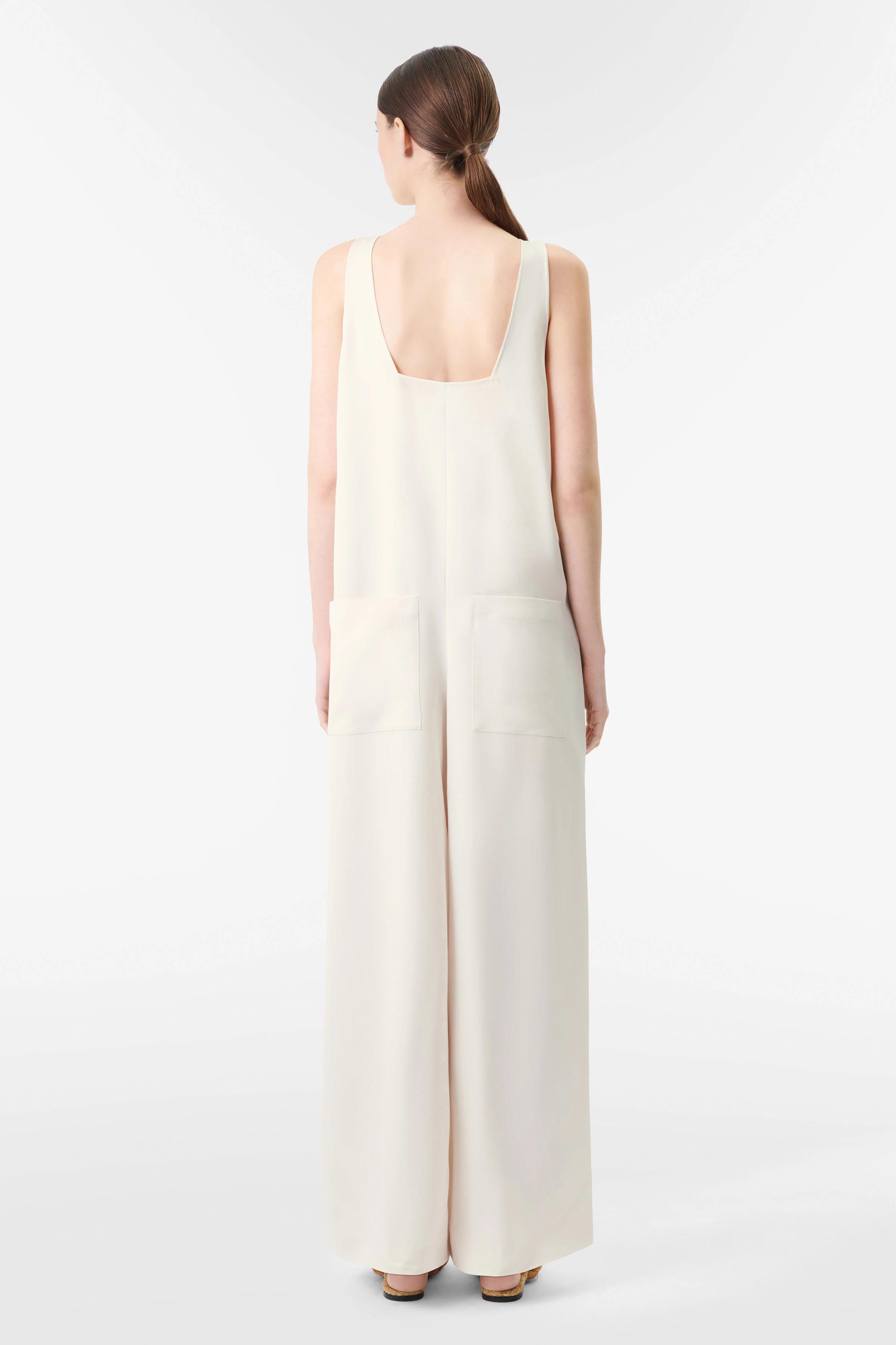 JEFFSUNG - Lässiger Overall in luxuriösem Satin - Damen - off white - Rückansicht