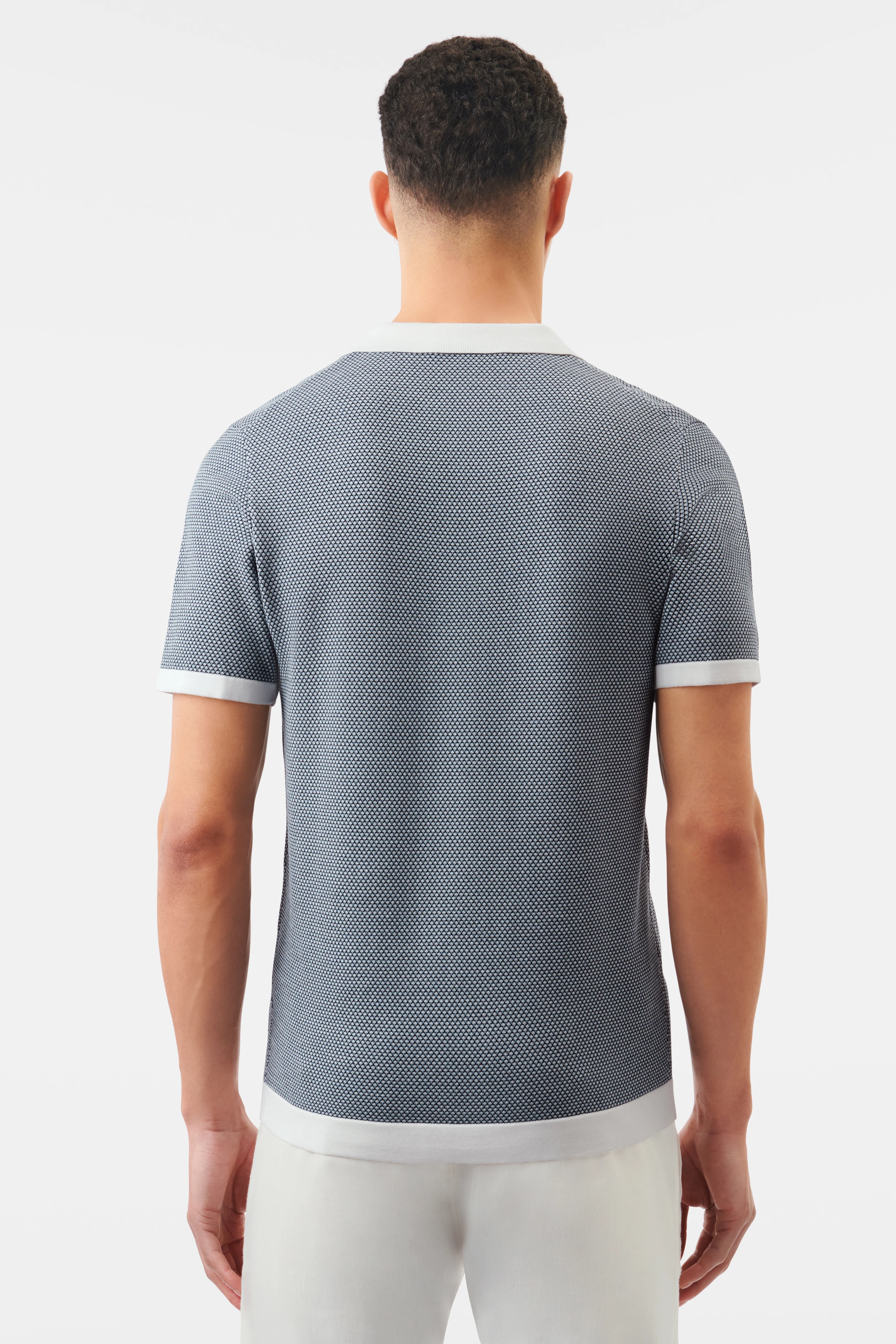 TRITON - Polo shirt in pure cotton - men - blue - Rückansicht